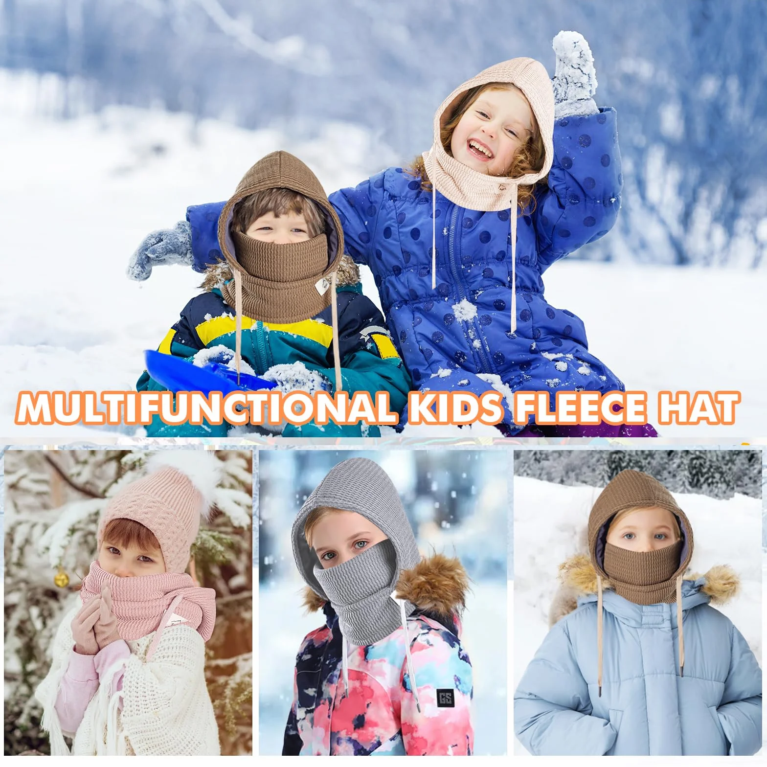 Pasamontañas Térmico Invierno Niños 4-10 años, Máscara Esquí Ciclismo, Gorro Forro Polar