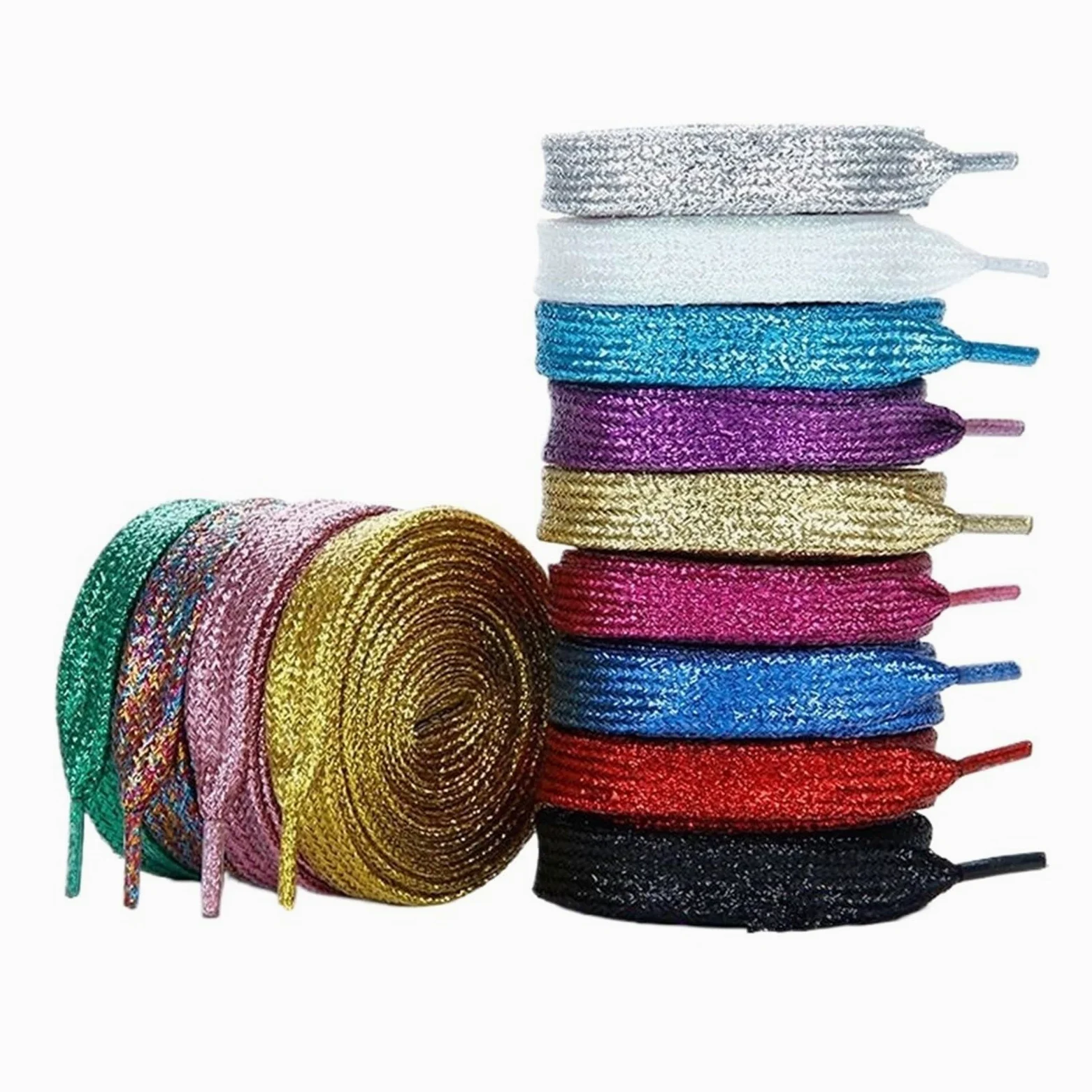 10 pares de cordones brillantes dorados y plateados for zapatillas deportivas Para Zapatos Casuales