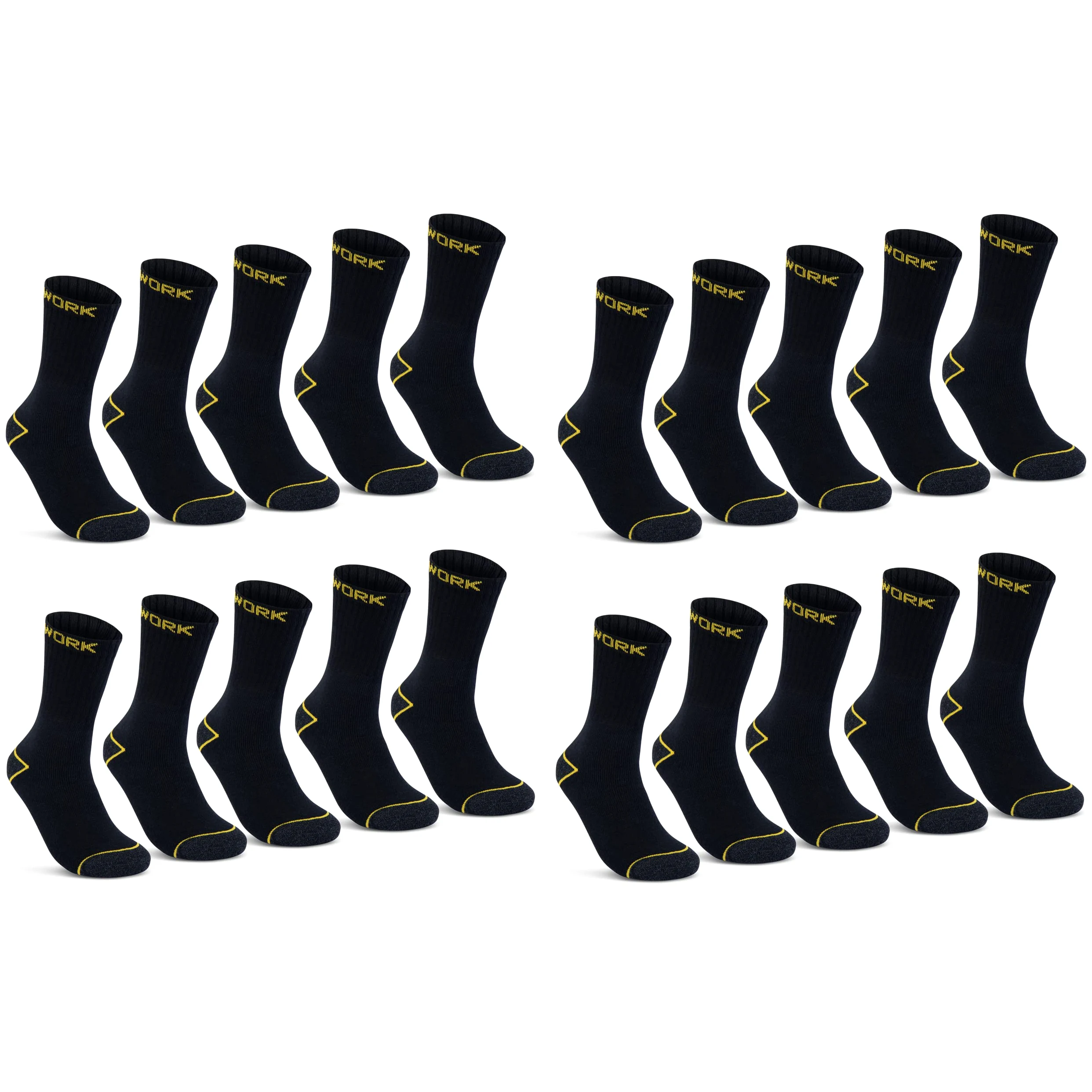 sockenkauf24 10 o 20 Pares Calcetines de Trabajo Cortos Hombre Reforzados Algodón WORK