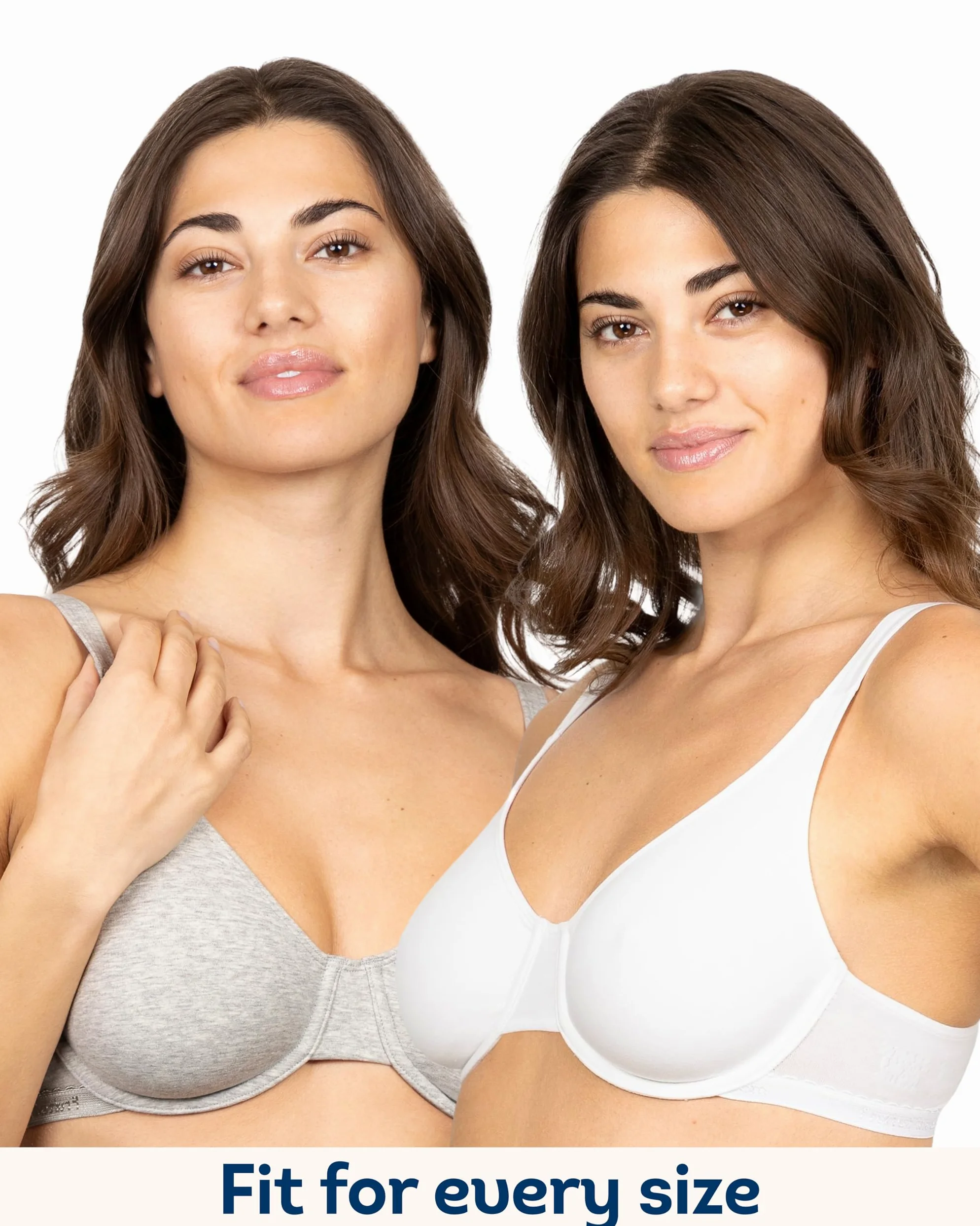 Fruit of the Loom Unlined Underwire Bra - Cotton & Spandex Blend For Natural Shape and Flexibility Sujetador Mujer (Pack de 2)