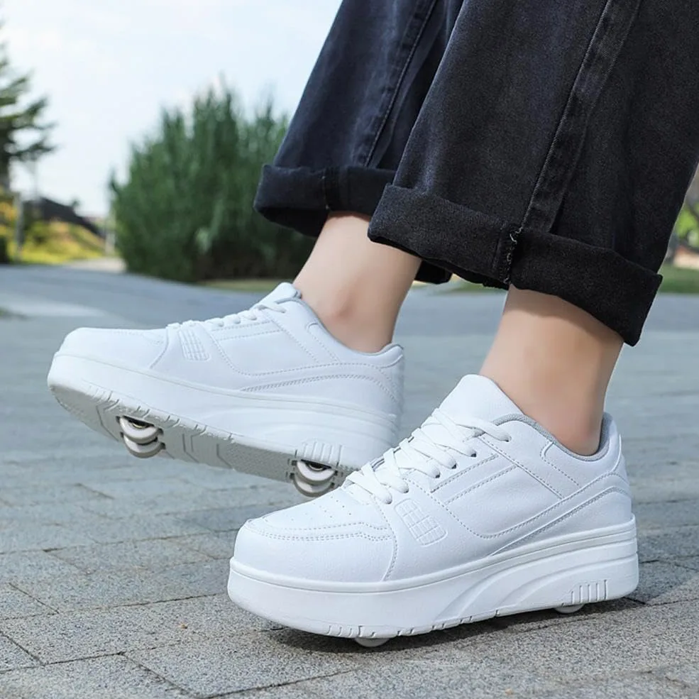 Zapatos con ruedas para niños 4 ruedas patines skate zapatillas deportivas niños niñas 2 en 1 patines multifuncionales zapatillas de correr al aire libre