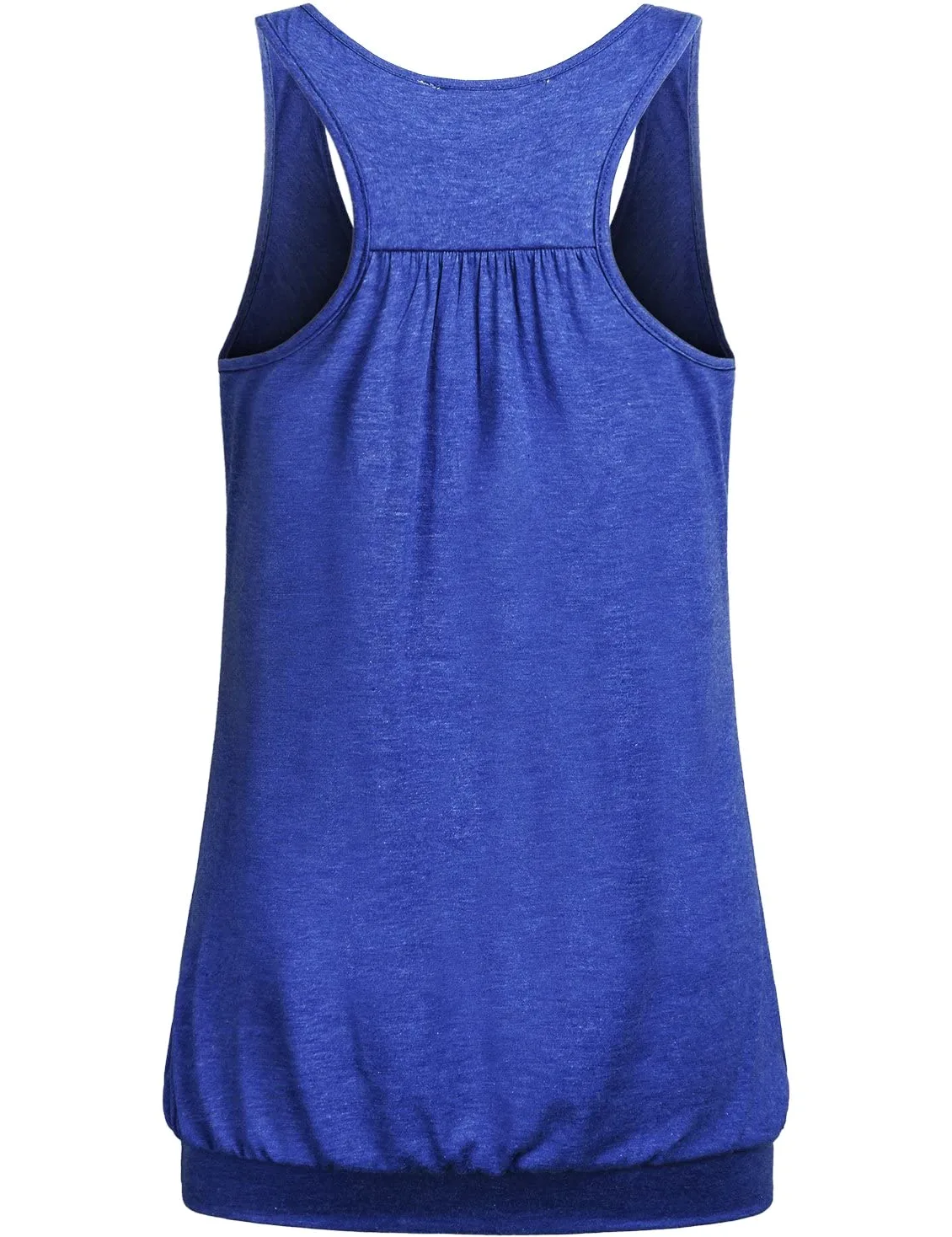Camiseta sin mangas de espalda cruzada para mujer, ajuste holgado, parte inferior de banda, Azul / Patchwork, XXX-Large