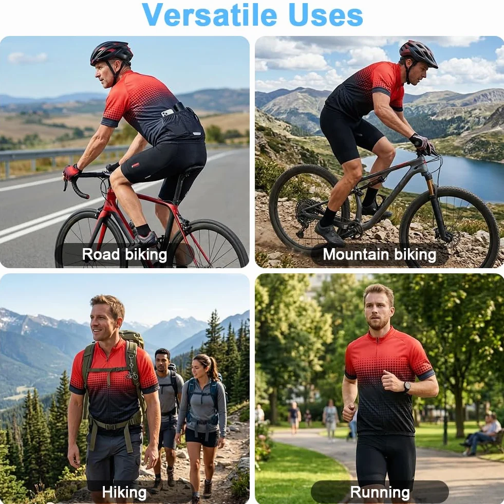Maillot Ciclismo Hombre Manga Corta UV-Protect Cremallera Completa Transpirable Secado Rápido