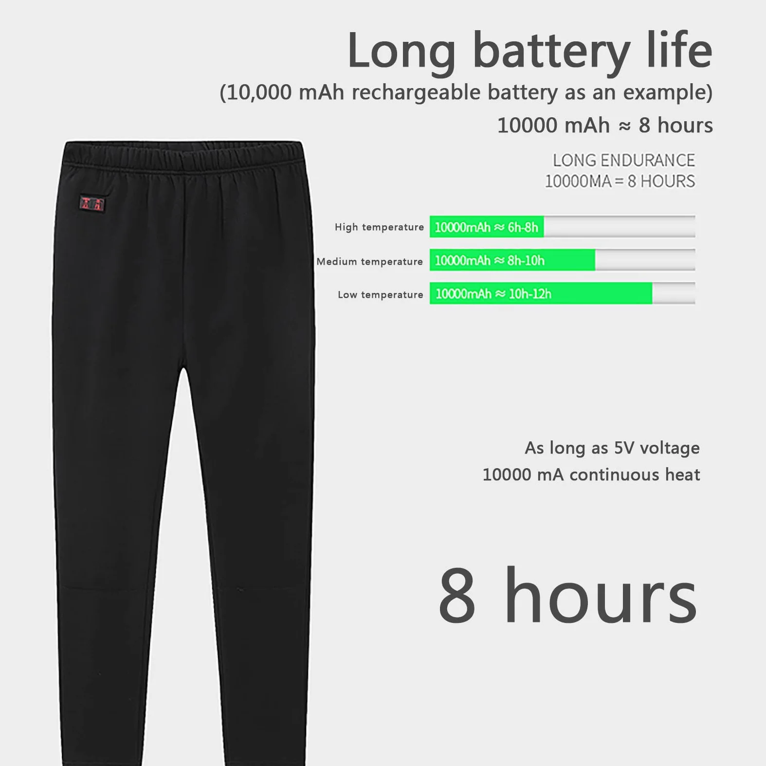 Conjunto de Ropa Interior Térmica Calefactables para Hombre y Mujer, Ropa Térmica Eléctrico (Top + Pantalones) con 3 Configuraciones de Calor,Black,L