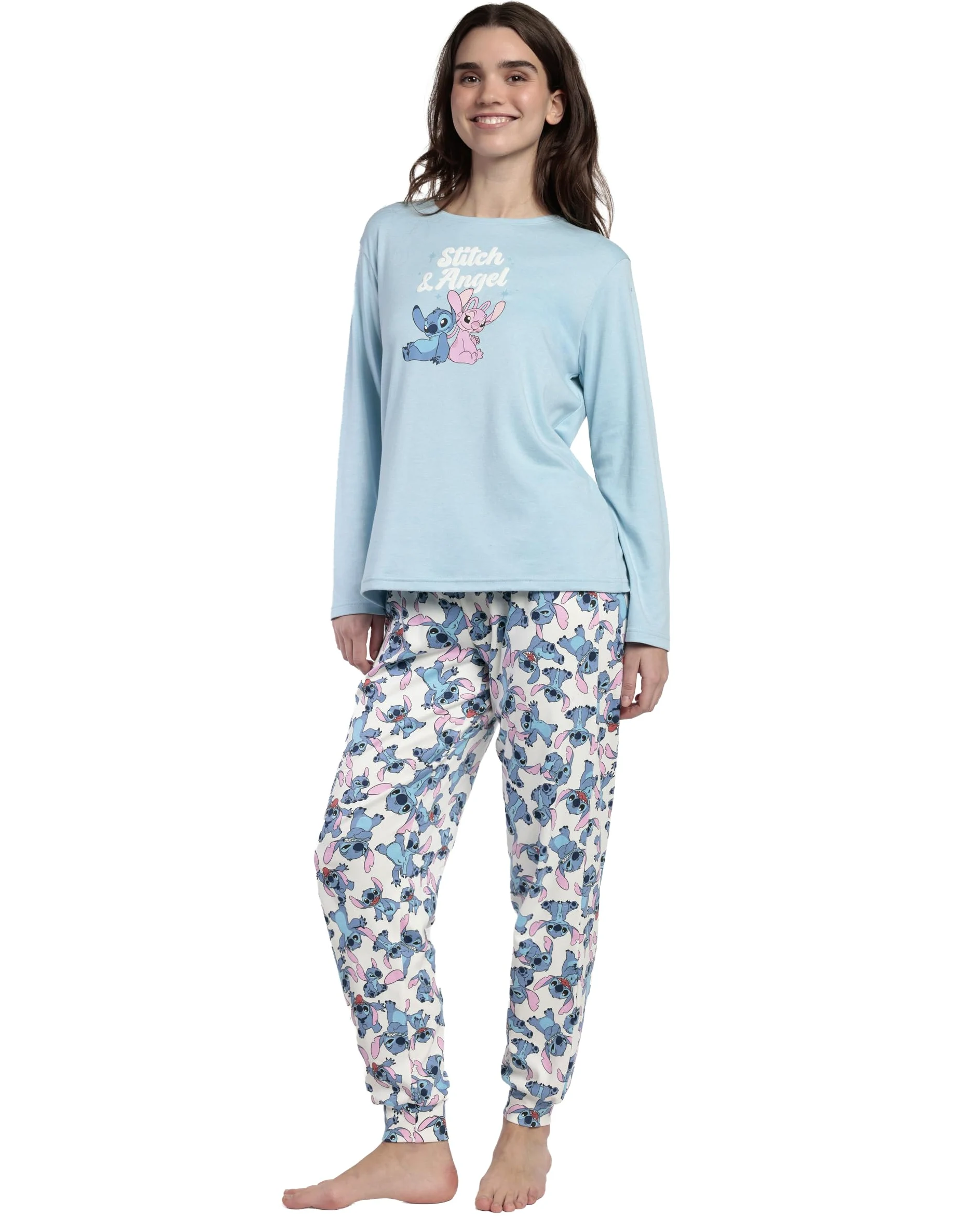 Disney Pijama Manga Larga Stitch Angel para Mujer