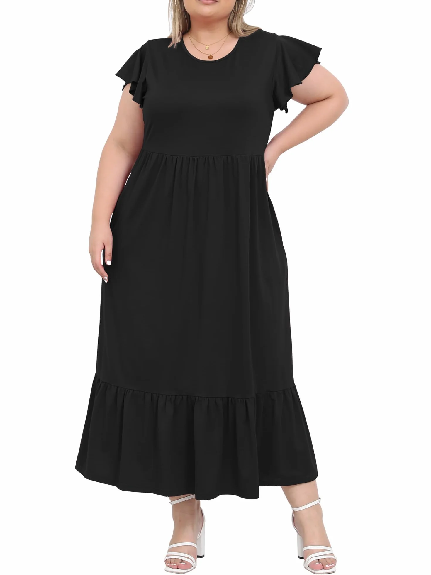 Moon Wood Vestido Largo Mujer Tallas Grandes Vestido Casual Manga Corta Primavera Playa Elegante