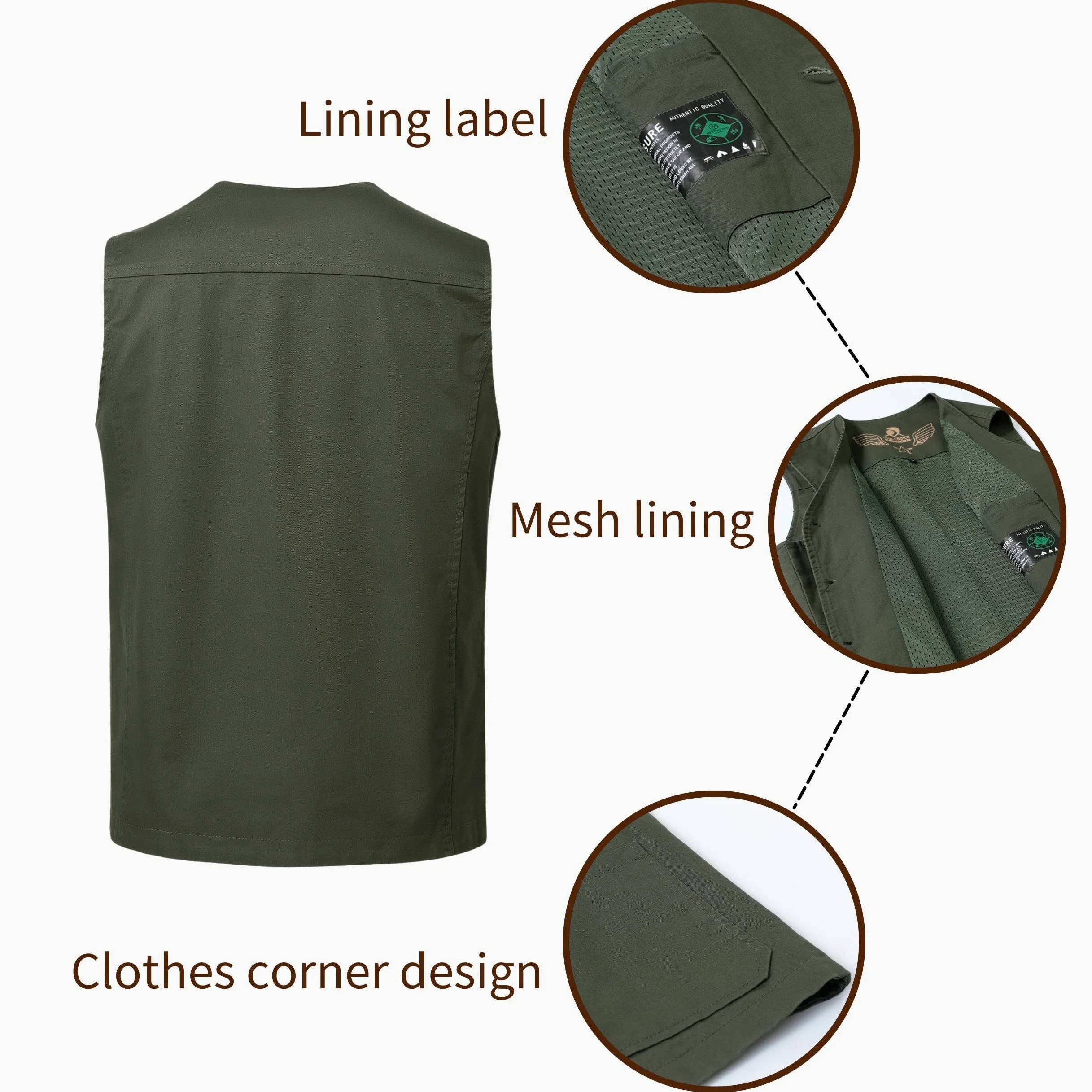 Hombres Aire Libre Viajes Chaleco Casual Sin Mangas 100% Algodón Chaleco Transpirable De Verano Chaleco para Pesca Fotografía Caza Cámping Montañismo