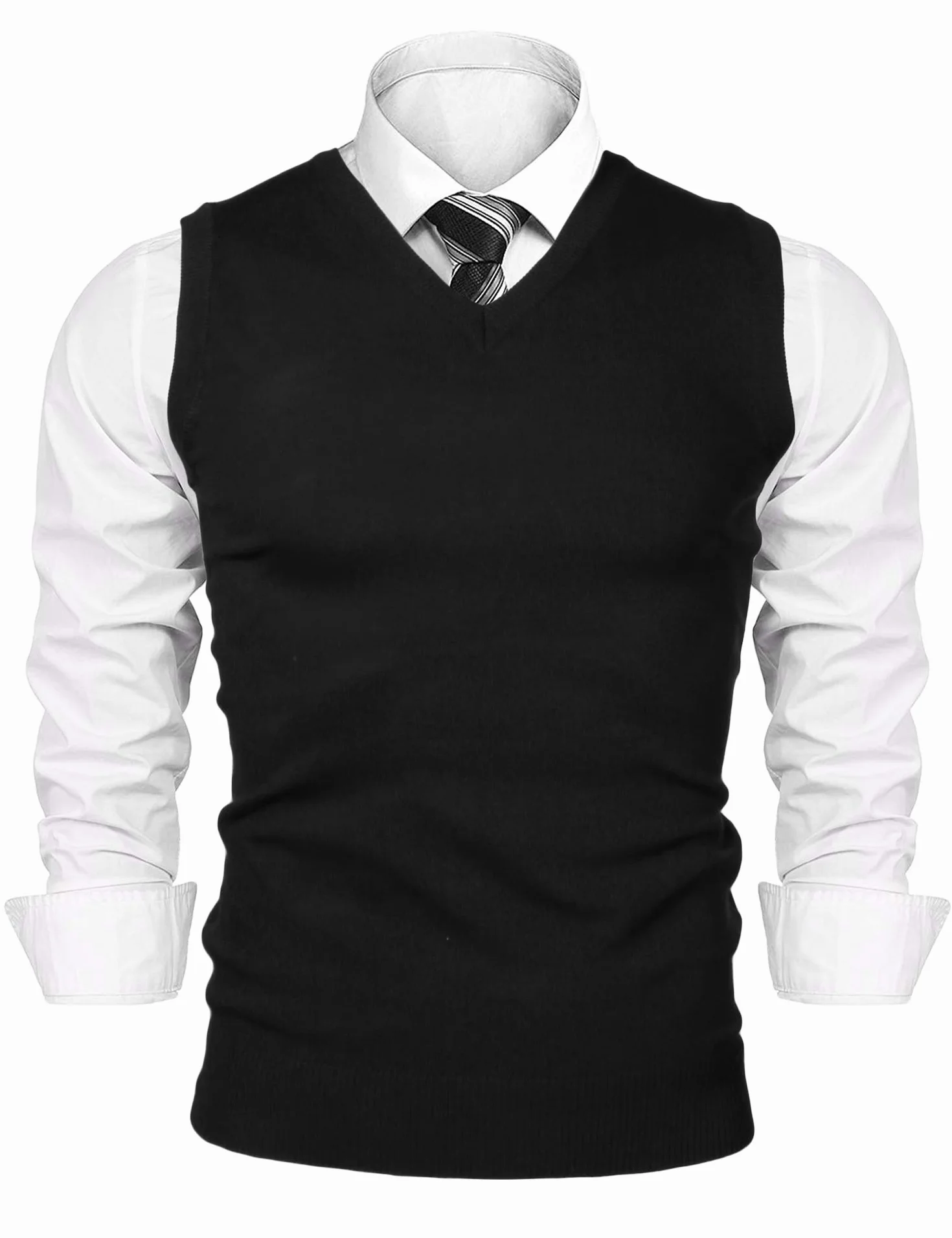 iClosam Chaleco SuéTer para Hombre AlgodóN V-Neck Esencial Jersey Sin Mangas Rebecas Chaqueta Pullover Invierno
