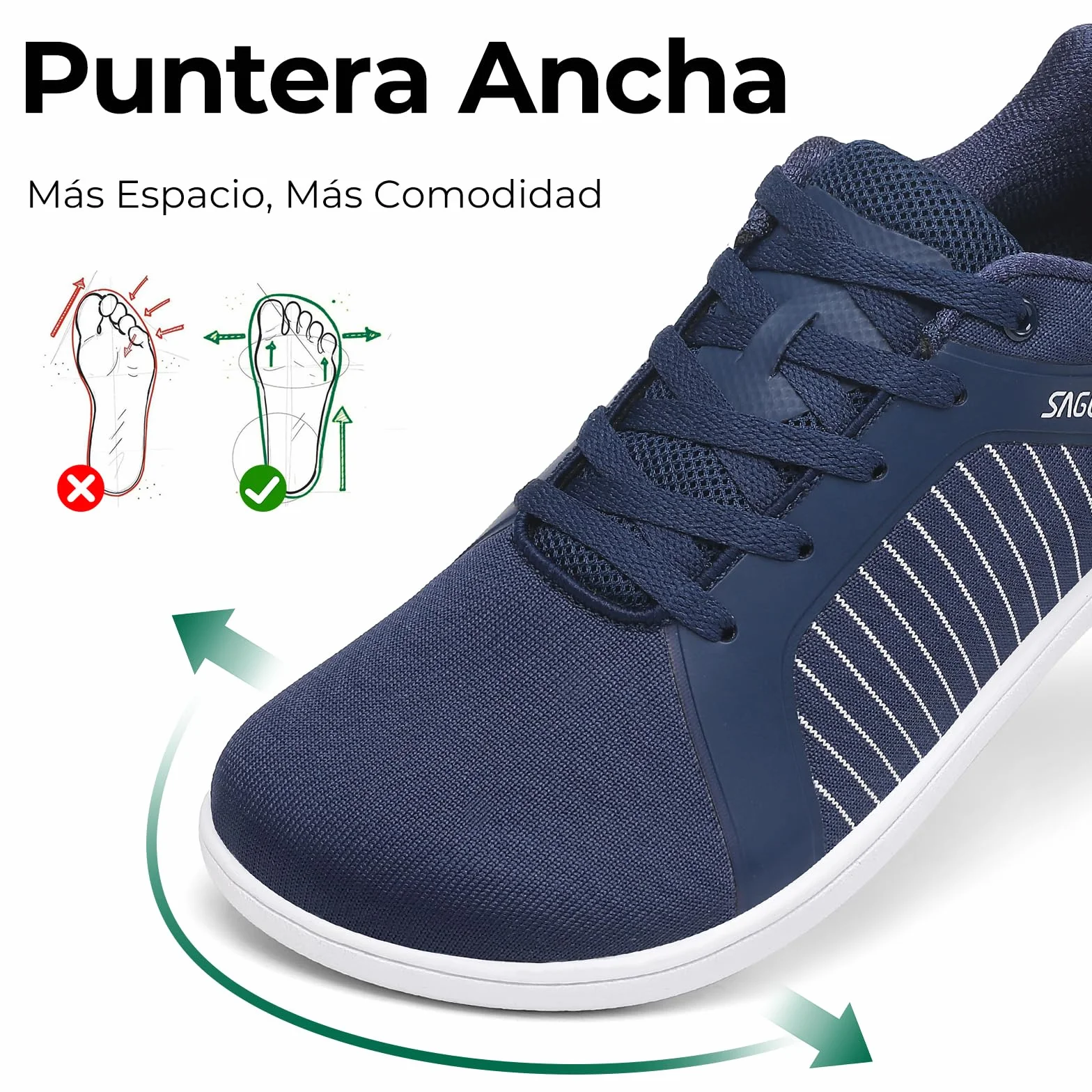 SAGUARO Hombre Zapatillas Barefoot Casual con Puntera Ancha para Uso Diario en Ciudad,Escuela y Viaje Gr.36-48