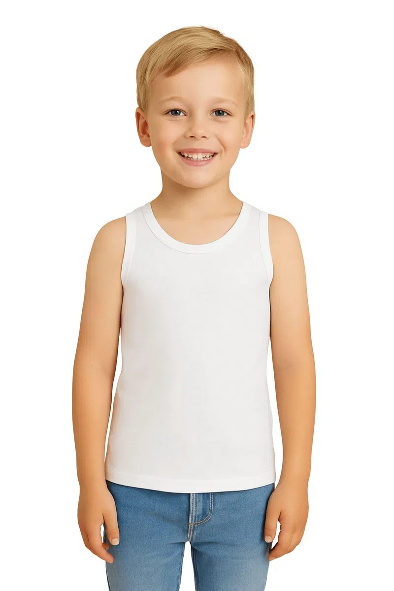 LADY·C Camiseta de tirantes ligera y ajustada para niño, 3 unidades, algodón elástico, tejido de alta calidad