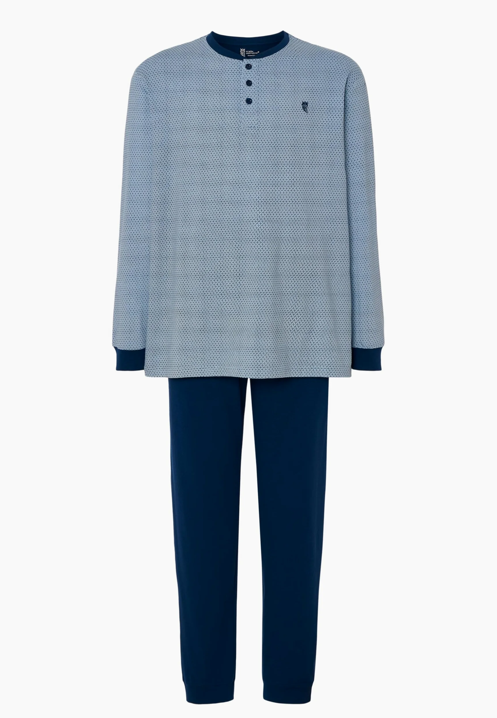 El Búho Nocturno Pijama Hombre Largo Otoño - Punto 100% Algodón o Mezcla - Conjunto Pantalón Manga Larga Rayas Ropa Dormir Verano Entretiempo Tallas Grandes