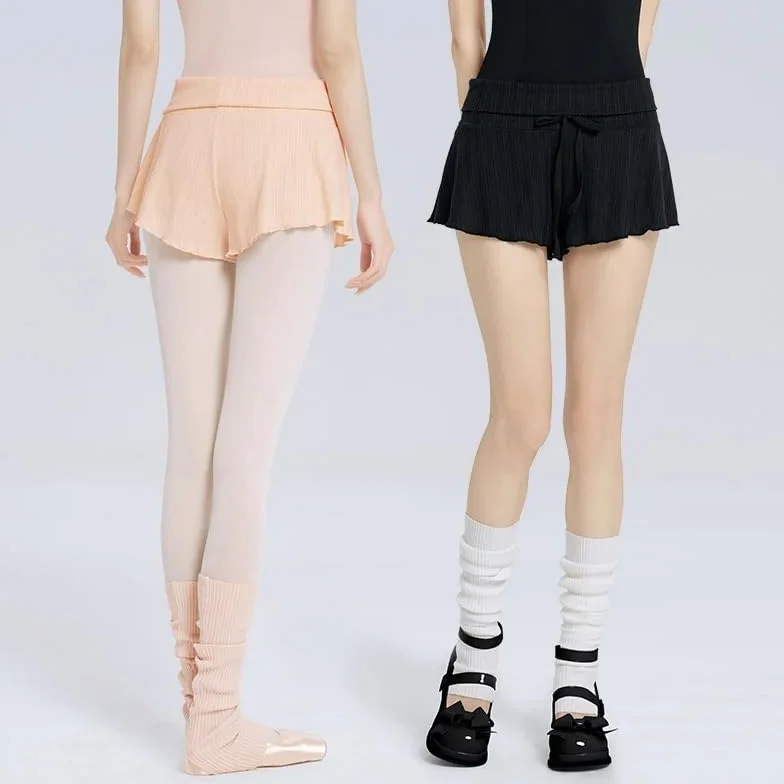 Chaqueta de Danza Ballet y Pantalones Cortos de Cintura Alta para Mujer con Cordón