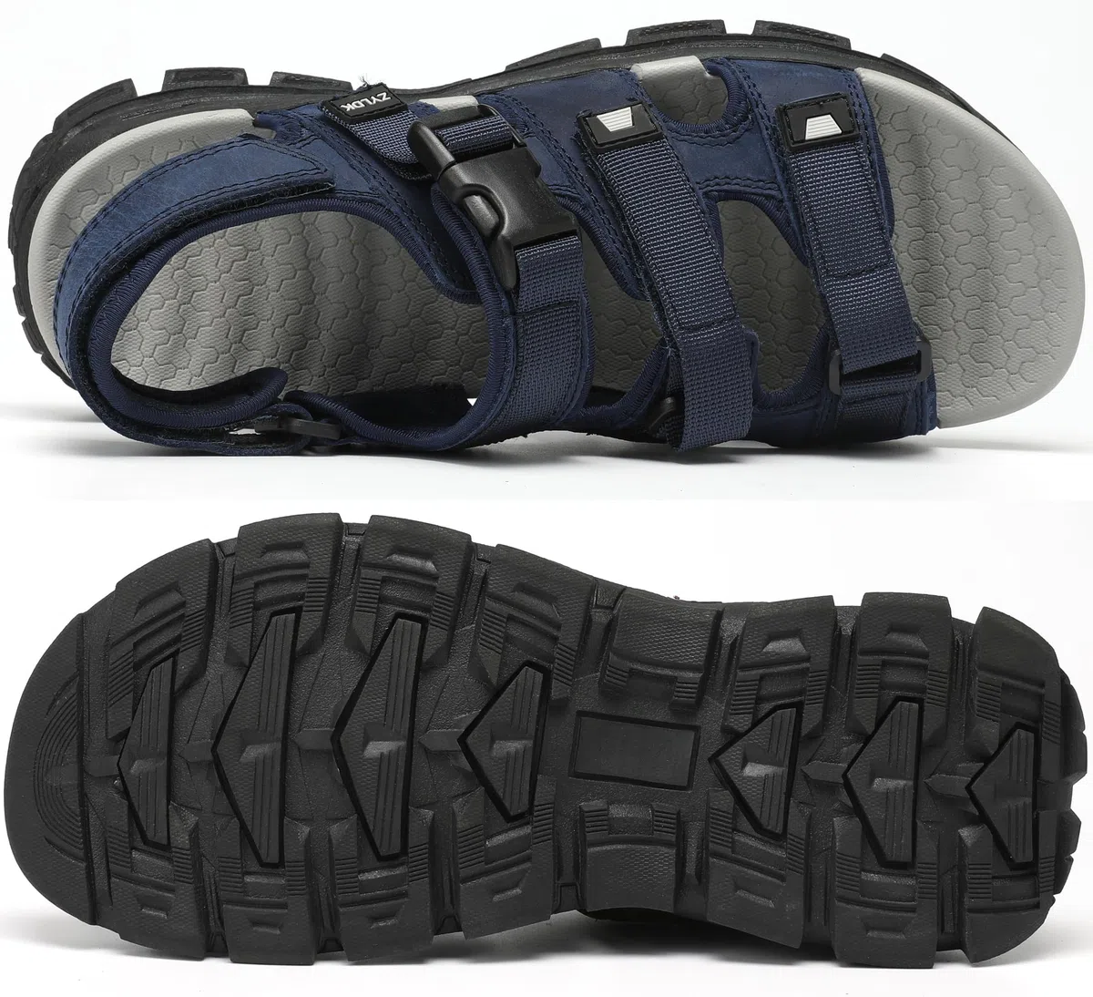 Sandalias Trekking Hombres Deportivas Verano Exterior Senderismo Zapatos con Punta Abierta Cuero Sandalias de Playa