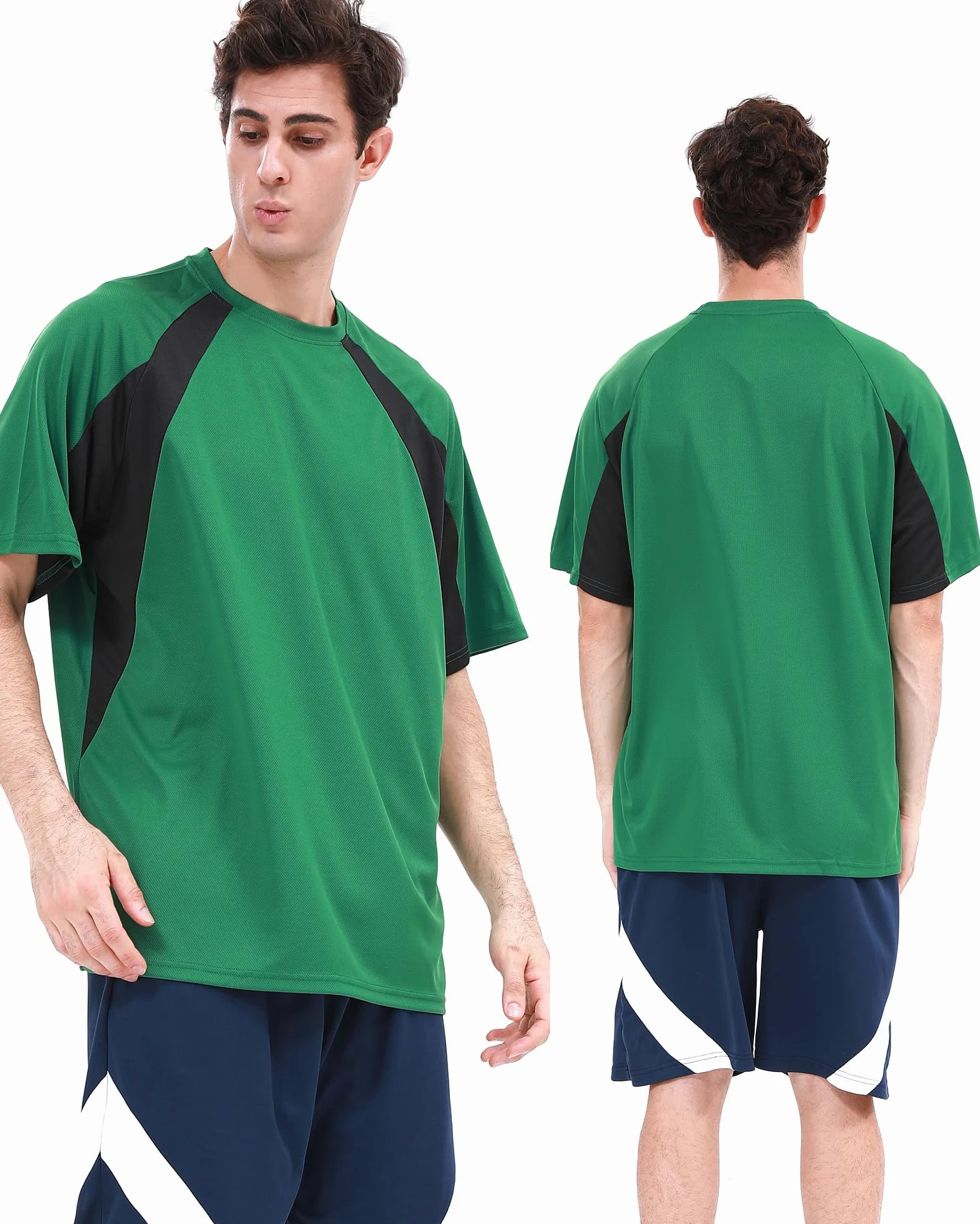 Paquete de 6 camisetas activas de secado rápido con cuello redondo para hombre [3 cortas + 3 mangas largas] para correr, gimnasio, entrenamiento, protección solar