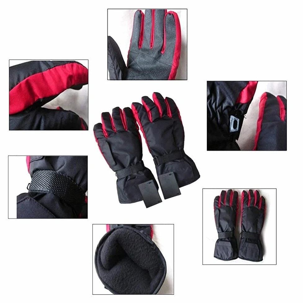 Guantes térmicos, Guantes térmicos con batería, Guantes de Mano cálidos de Invierno a Prueba de Viento para Mujeres Hombres: Senderismo, Patinaje, esquí