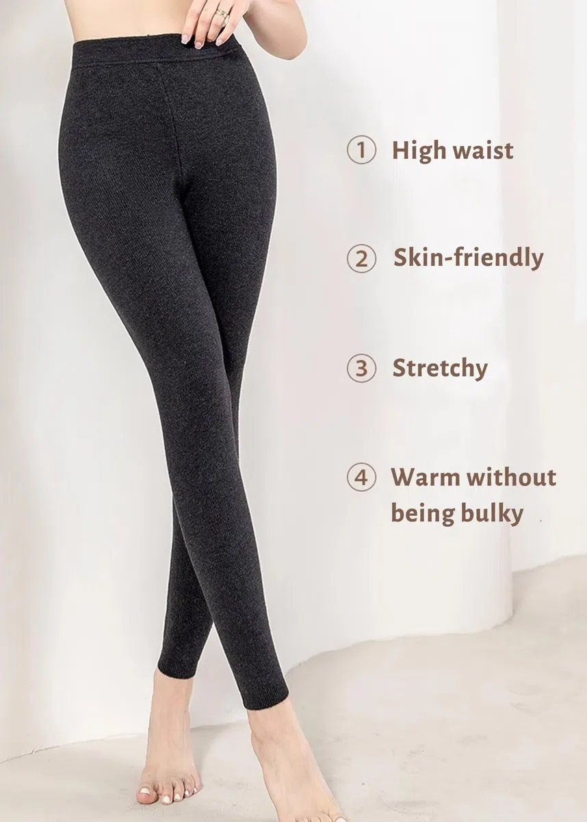 HNVAVQ Pantalones térmicos clásicos para Hombre y Mujer, 100% Cachemira, Leggings de Cintura Alta, Pantalones térmicos para la Nieve