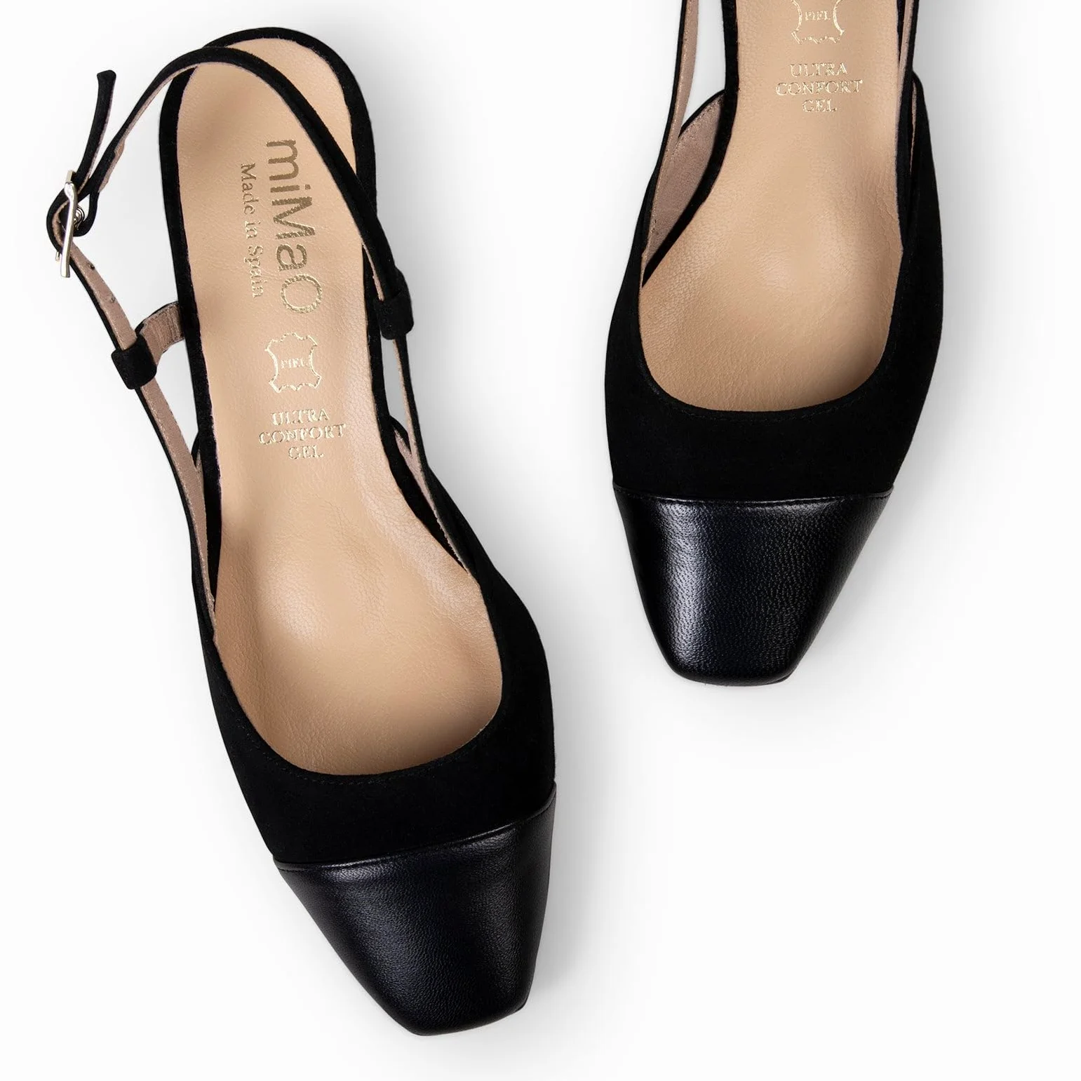 miMaO. Zapatos Destalonados con Puntera de Piel. Fabricado en España
