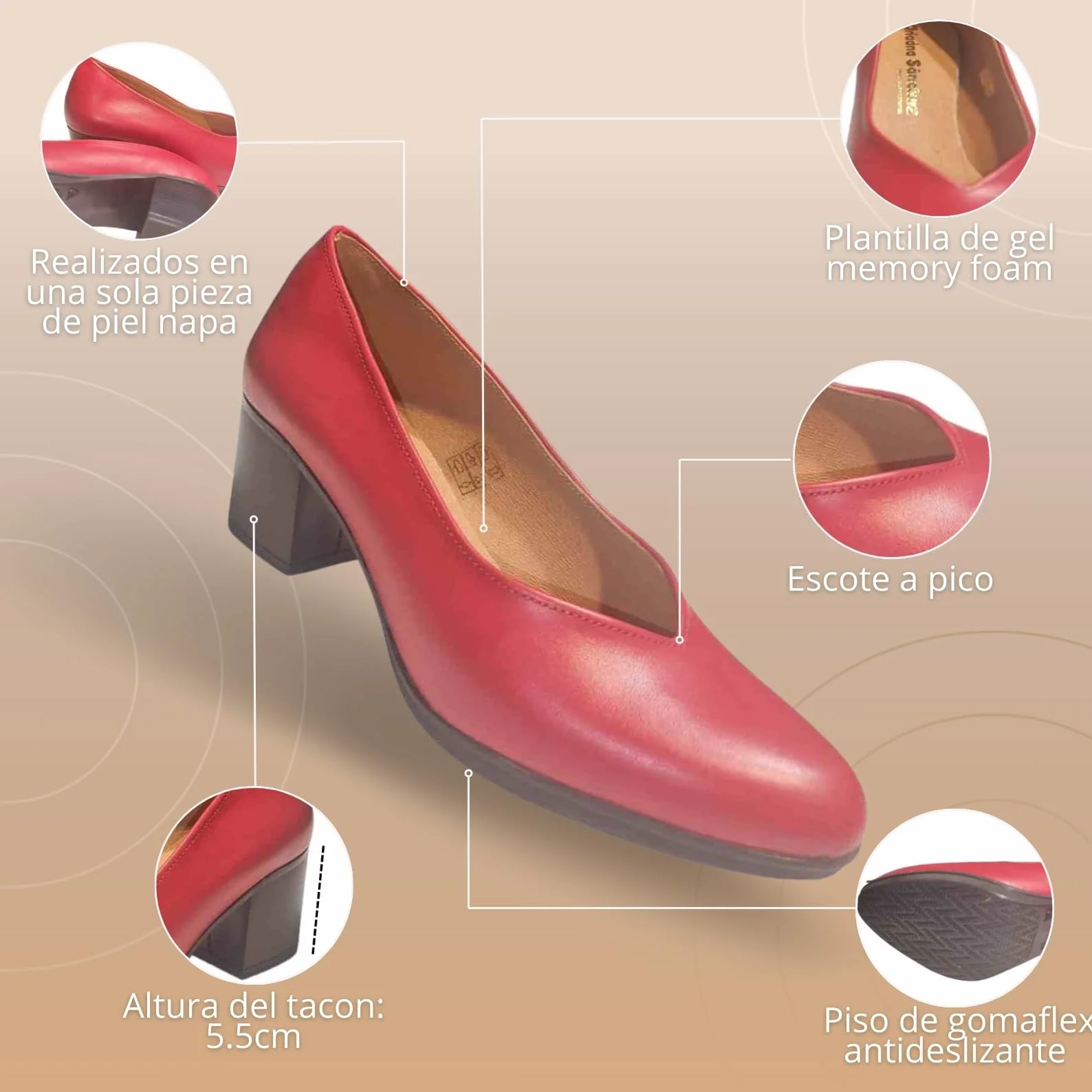 Zapatos de Salón para Mujer Cómodos 24 Horas, Zapatos de Piel Fabricación Propia Hecho en España, Tacón Bajo, Calidad y Estilo Clásico, para Azafatas y Profesionales