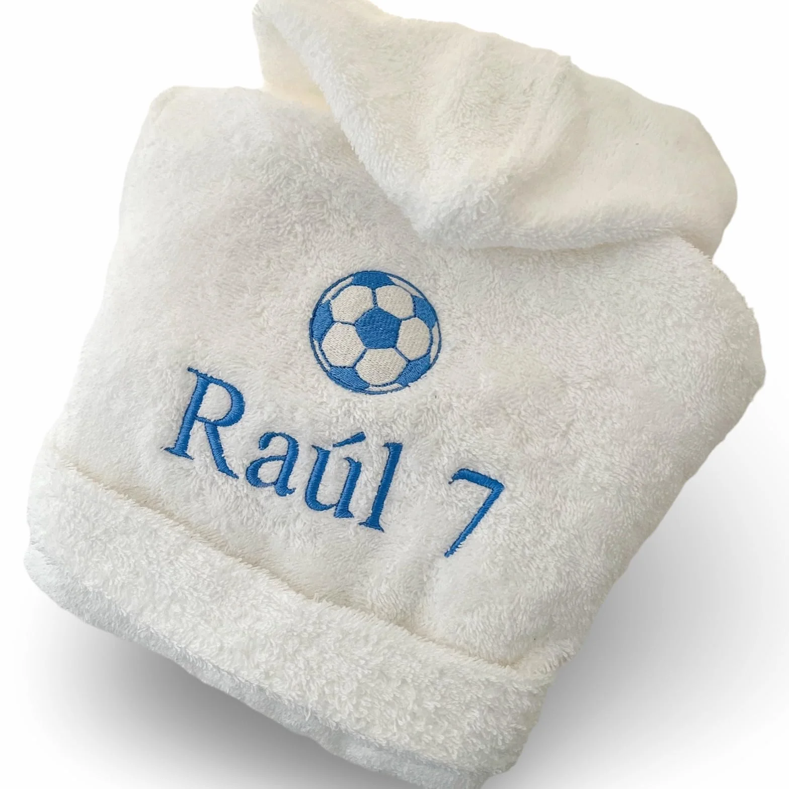 Albornoz infantil personalizable con nombre bordado - Bata de baño rizo blanco absorbente Talla 1-16