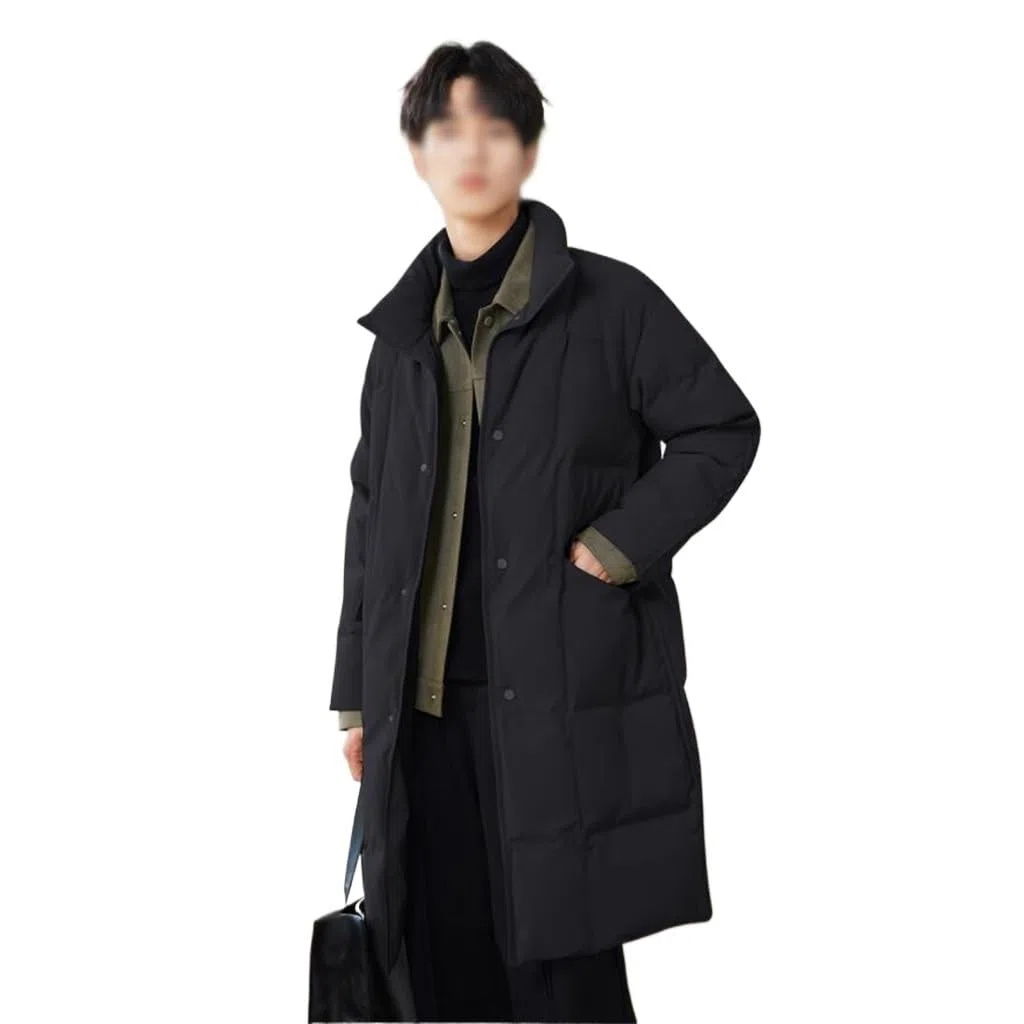 Falso Dos Chaquetas de plumón en el Estilo Largo de Invierno de los Hombres Grueso cálido Abrigo de Marea Casual Abrigo Cortavientos(XXL)