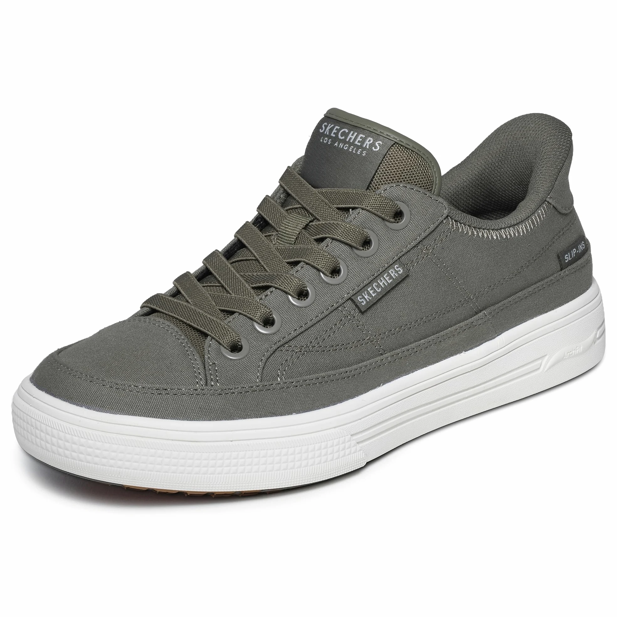 Skechers Hombre Arch Fit Arcade See Ya There Slip-In Entrenador | Zapatos casuales, sin cordones, lavables a máquina, sello de aceptación APMA, plantilla extraíble, sin cordones, veganos