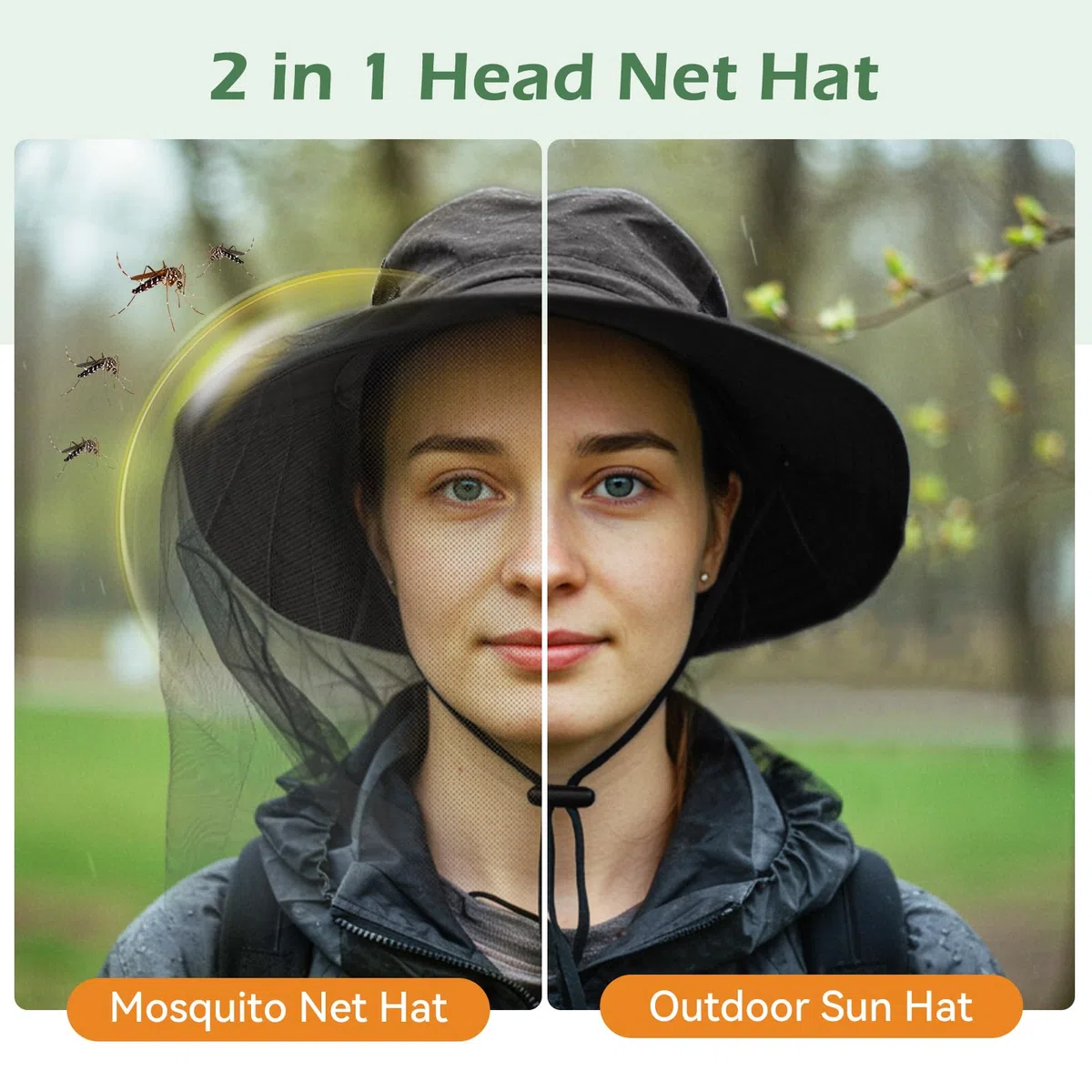 American Trends Sombrero de pesca con mosquitera oculta, mosquitera para abejas, sombreros con velo para hombres y mujeres