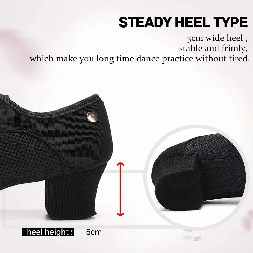 JUODVMP Zapatos De Baile Latinoamericanos Cerrados para Mujer con Cordones Salsa Tango Jazz Zapatos De Baile Training,Modelo ES-NJB