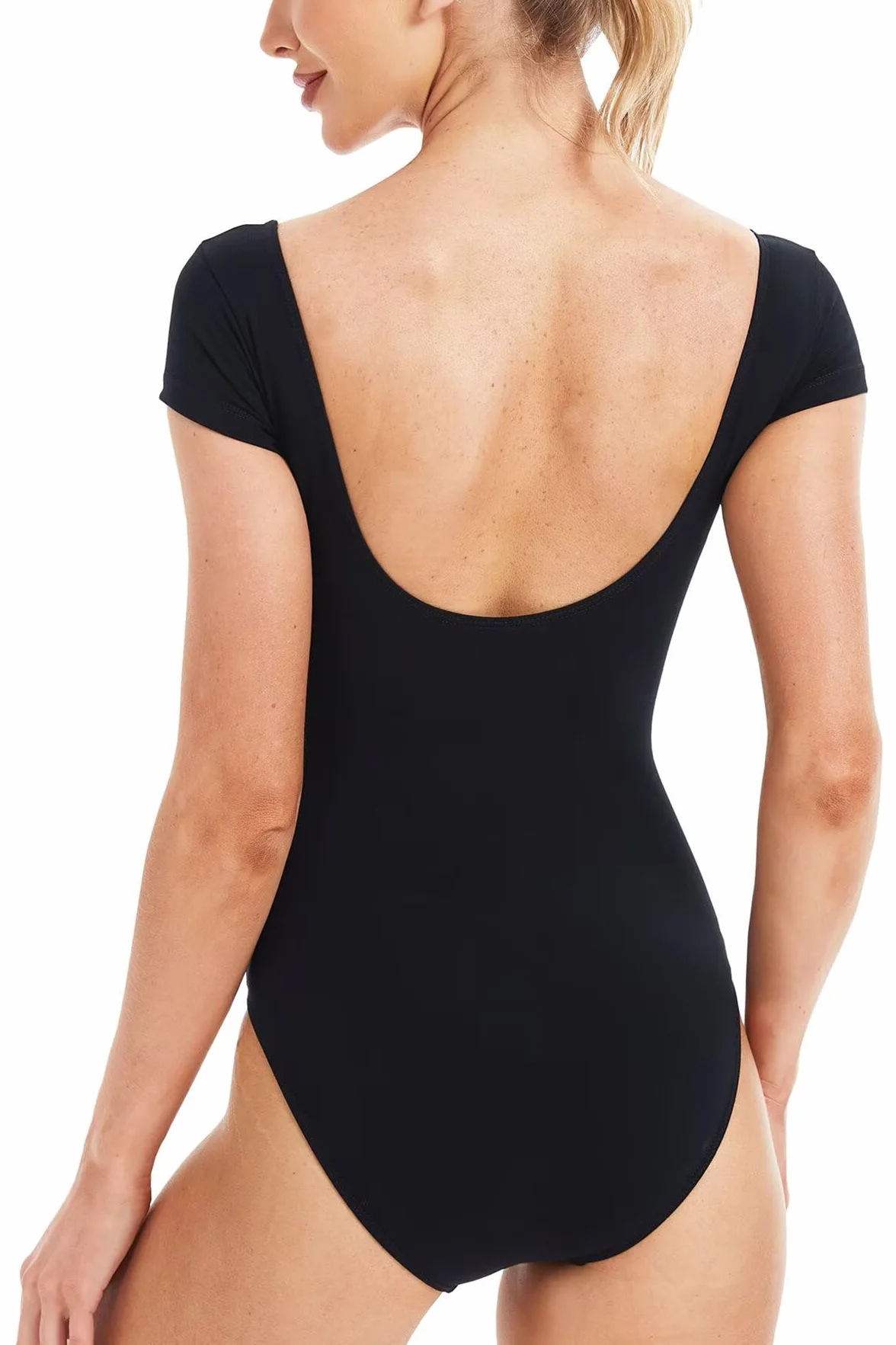 Maillot Baile, Cuello en V Manga Corta Maillot Ballet Mujer