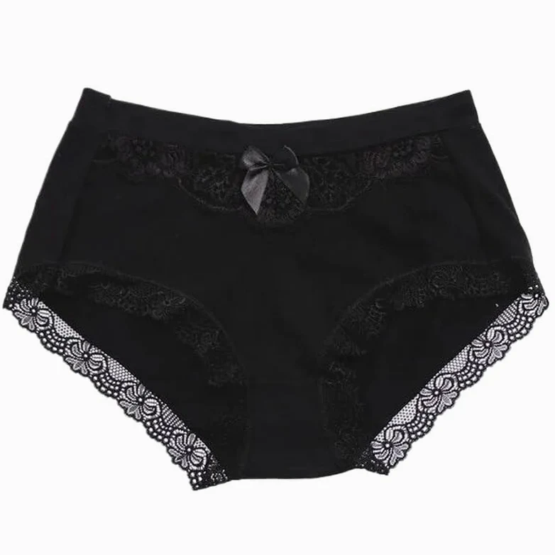 OLEETS Bragas Tanga De Mujer - 5 Unids/Set De Bragas De Algodón para Mujer, Ropa Interior De Encaje De Cintura Media De Talla Grande, Tangas Suaves Y Sexis De Moda
