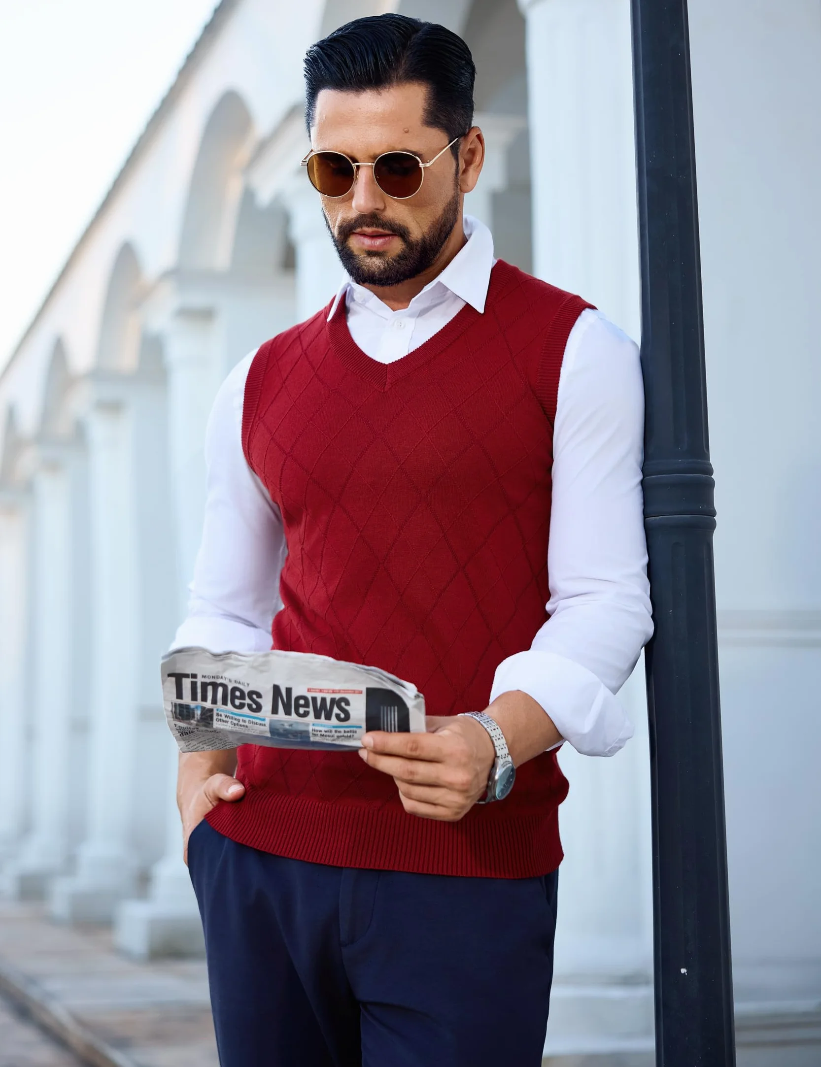 Sykooria Jersey sin Mangas Hombre Invierno Chaleco Hombre Casual Algodon Suéter con Cuello en V Jerséis Esencial