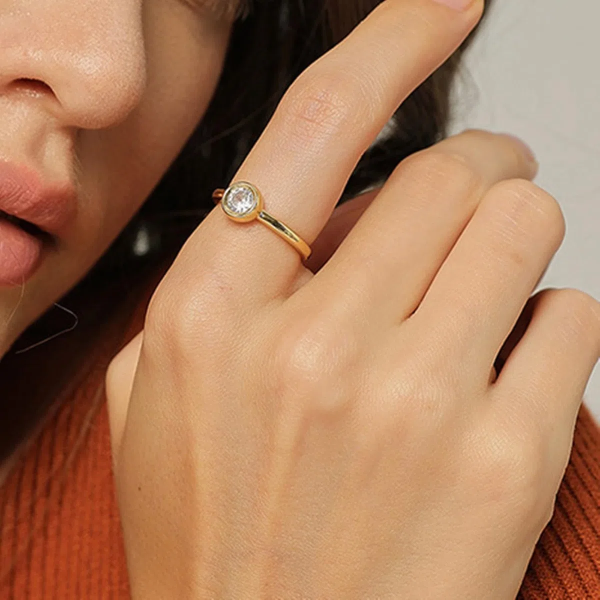 Anillo de mujer en oro solitario de oro para mujer, oro amarillo auténtico de 9 K/14 K/18 K con 0,4 ct moissanite