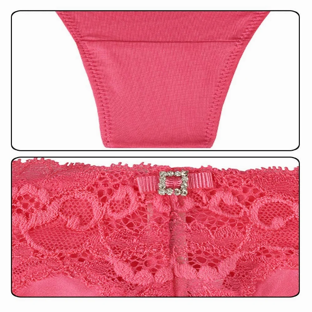 Sin marca Tanga de Encaje Sexy, algodón cómodo para Mujer, Cintura Baja, Calzoncillos Rojos (Talla: L)