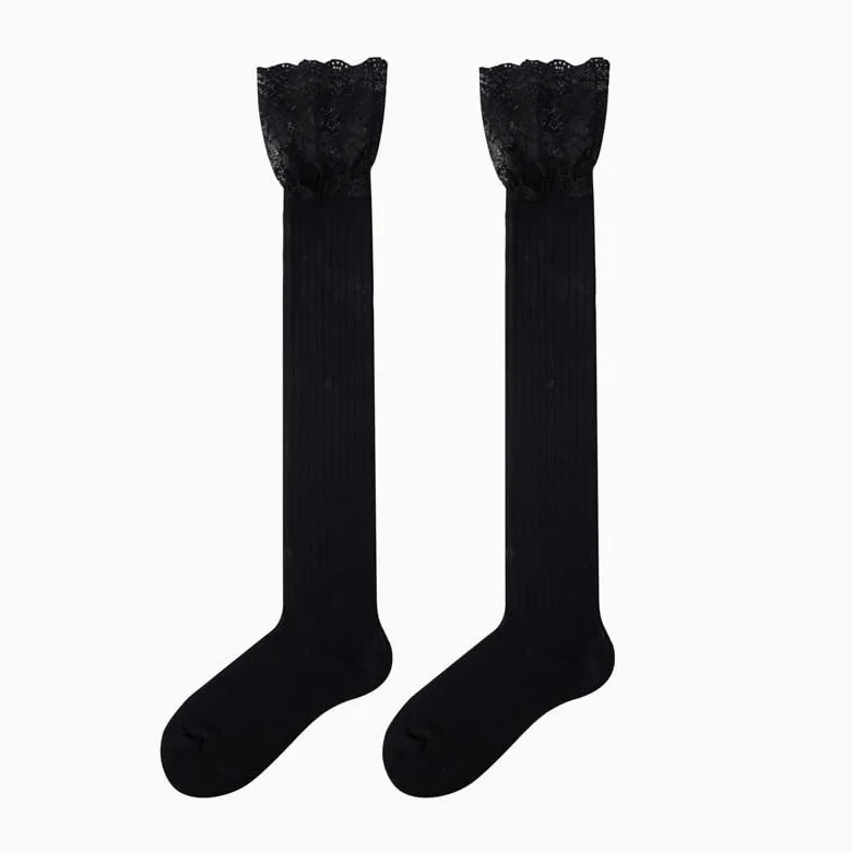 6 pares de calcetines por encima de la rodilla, calcetines hasta la rodilla, calcetines altos hasta la rodilla para mujer, calcetines hasta la rodilla para niña, cosplay, uso diario, color negro,