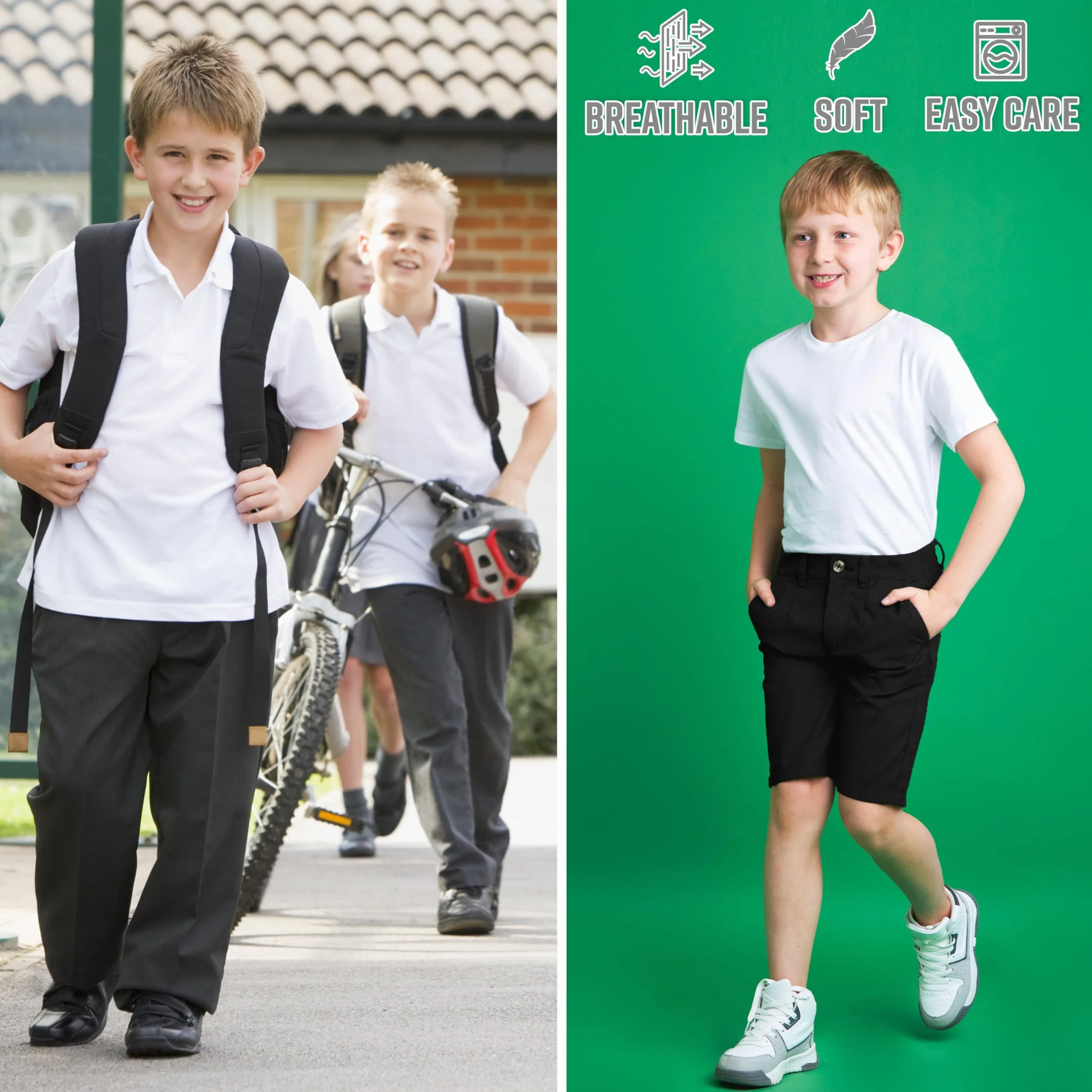 CityComfort Pantalon Corto Chinos para Niños con 2 Bolsillos y Cintura Elástica