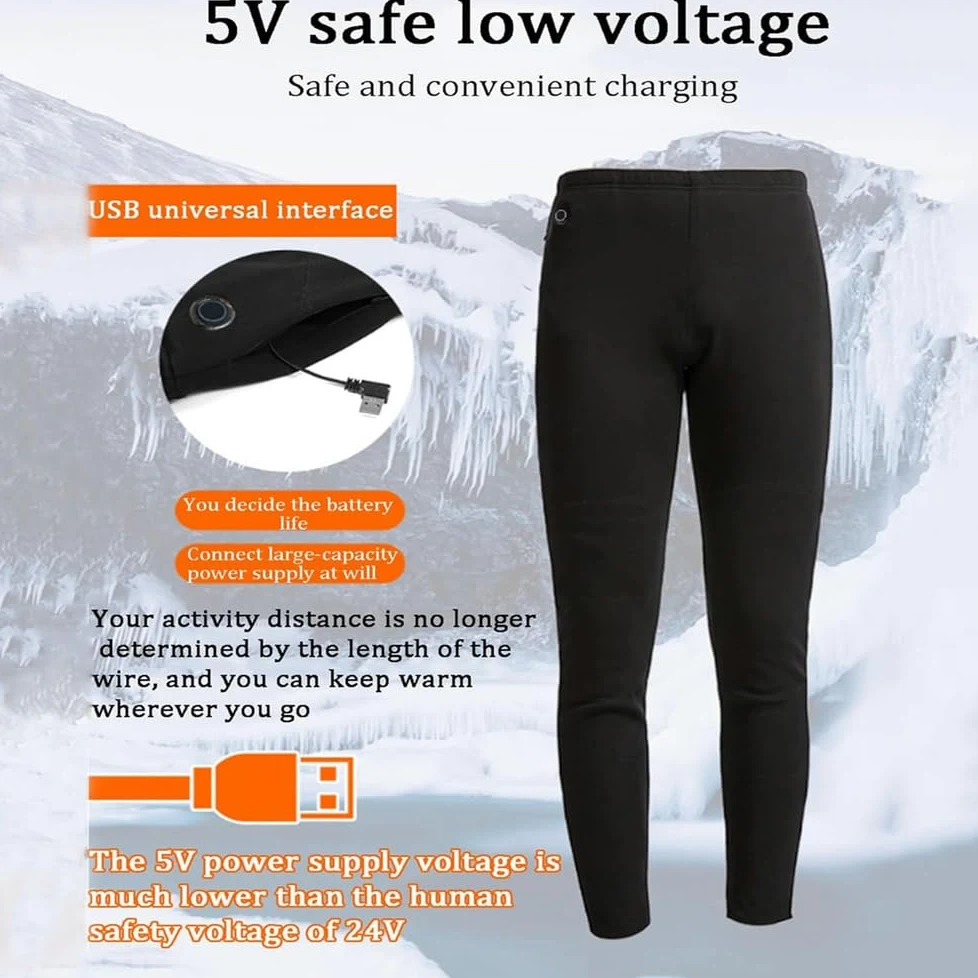 Conjunto de Ropa Interior Térmica Eléctrica para Hombre, Pantalones y Camiseta con Calefacción por USB, Capa Base Exterior con 11 Zonas de Calentamiento,Gris,XXL