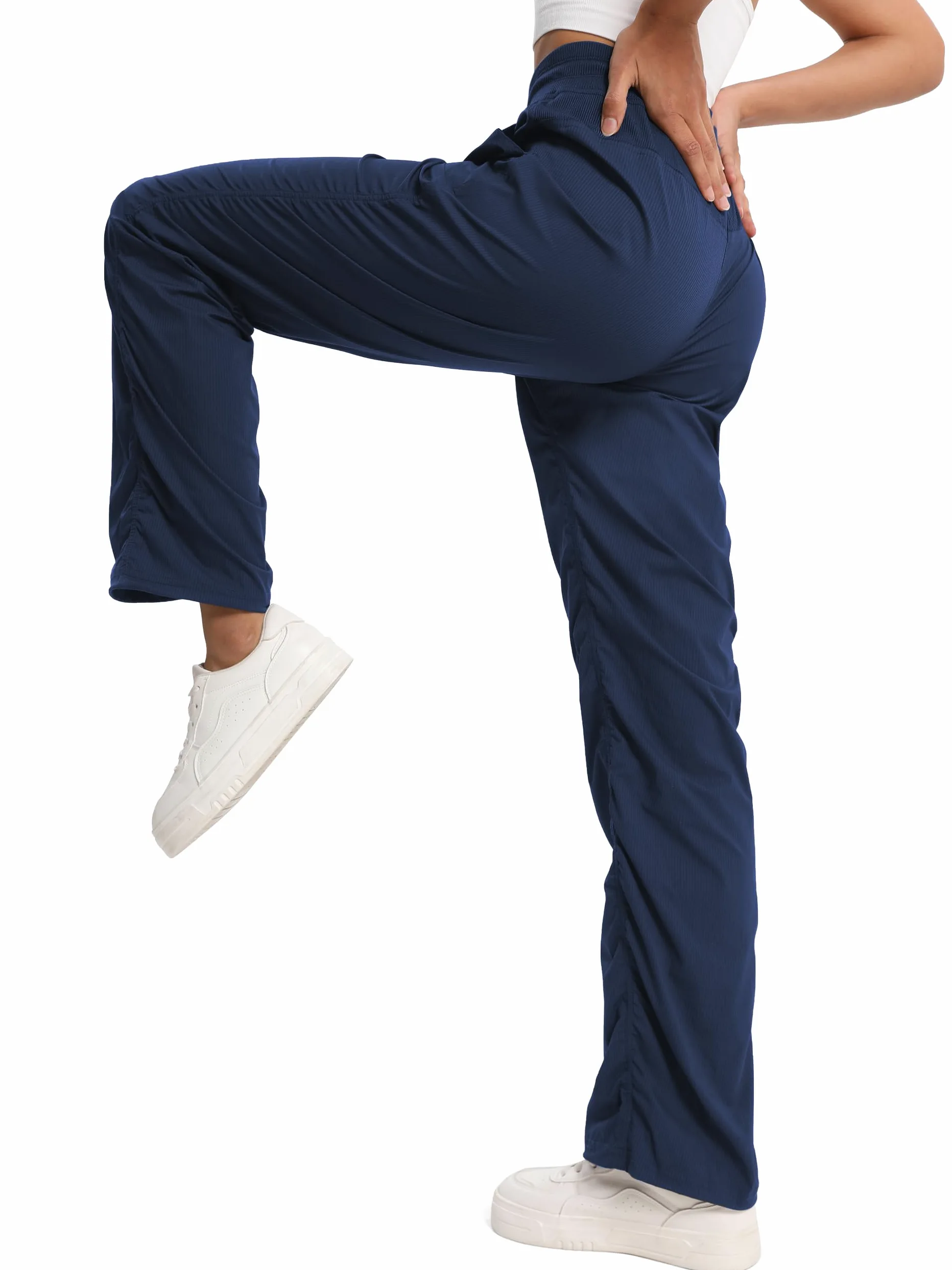 SEVEGO Pantalones de estudio de baile ligeros con entrepierna de 30, 32, 34 y 36 pulgadas de alto para mujer, pantalones de estudio de baile fruncidos para entrenamiento, atléticos, casuales
