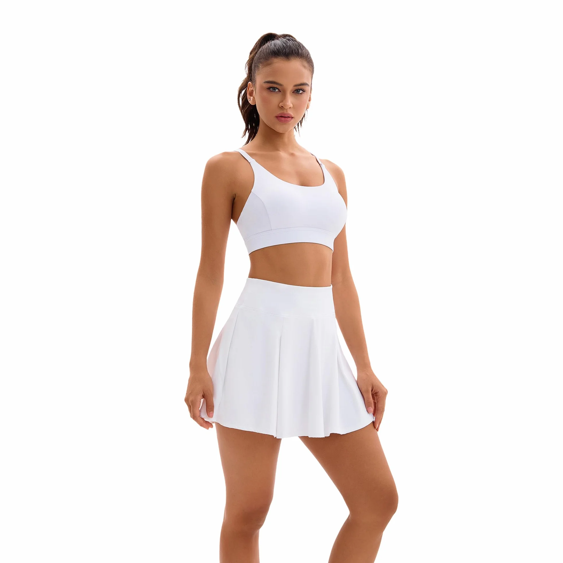 Falda de Tenis para Mujer Faldas atléticas con Pantalones Cortos Cintura Alta Faldas de Golf Falda Interior con 3 Bolsillos Falda de Tenis Plisada Falda Deportiva