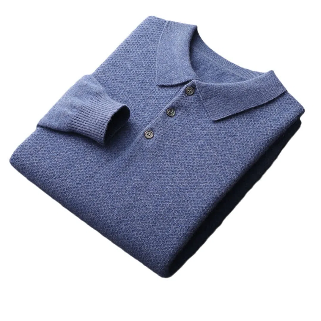 Vogrtcc Chaqueta de punto de cachemira para hombre, ligera, cálida, informal, para otoño e invierno, azul, XXL
