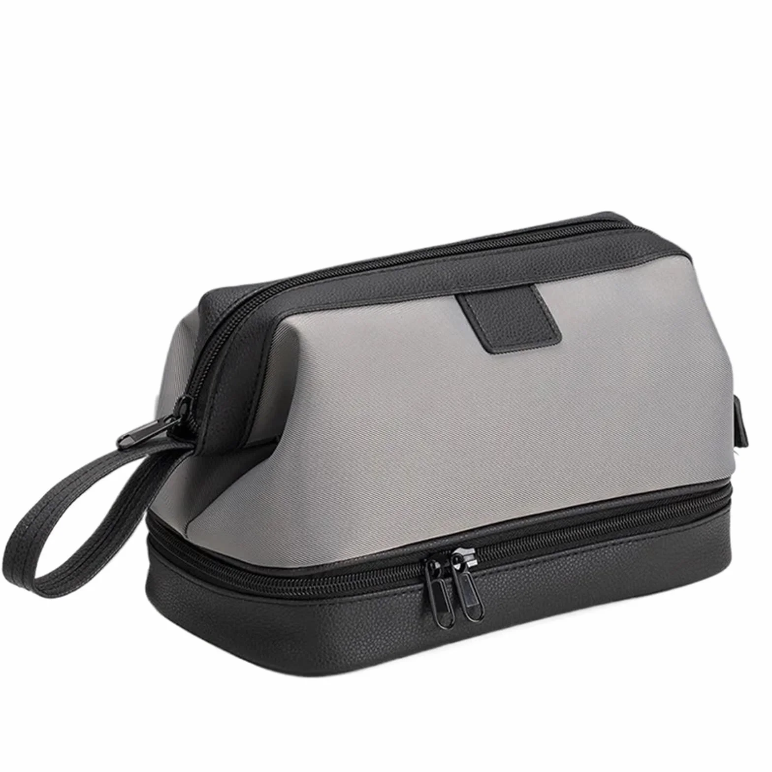 Neceser Hombre Bolsa de Aseo Impermeable portátil, Bolsa Almacenamiento Viaje for baño con separación Seca/húmeda, Negocios for Hombres(Gray Double Layer)