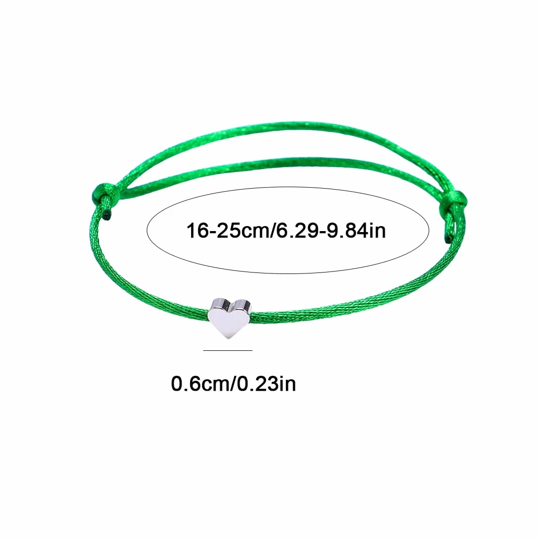 12 Piezas Pulseras de la amistad de cuerda con Corazón, Ajustables, Regalo Vistoso para Novia, Mejor Amiga, Parejas, mujer y niña