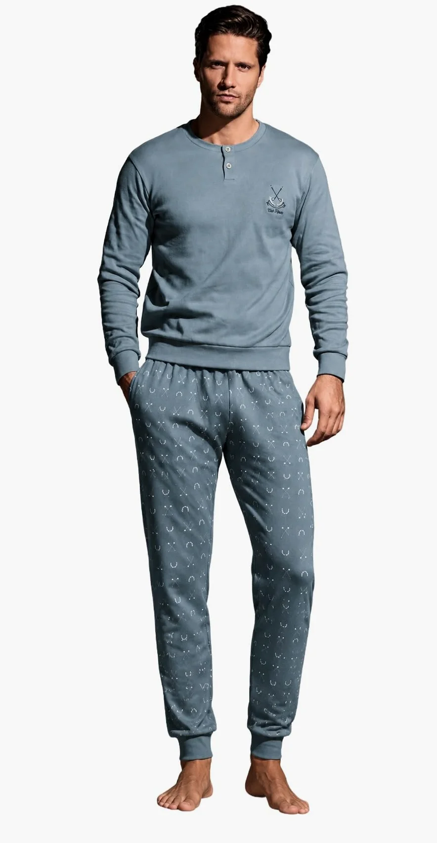 Pijama de hombre cálido de algodón invernal línea Prestige – Pijama de hombre de invierno cálido y suave
