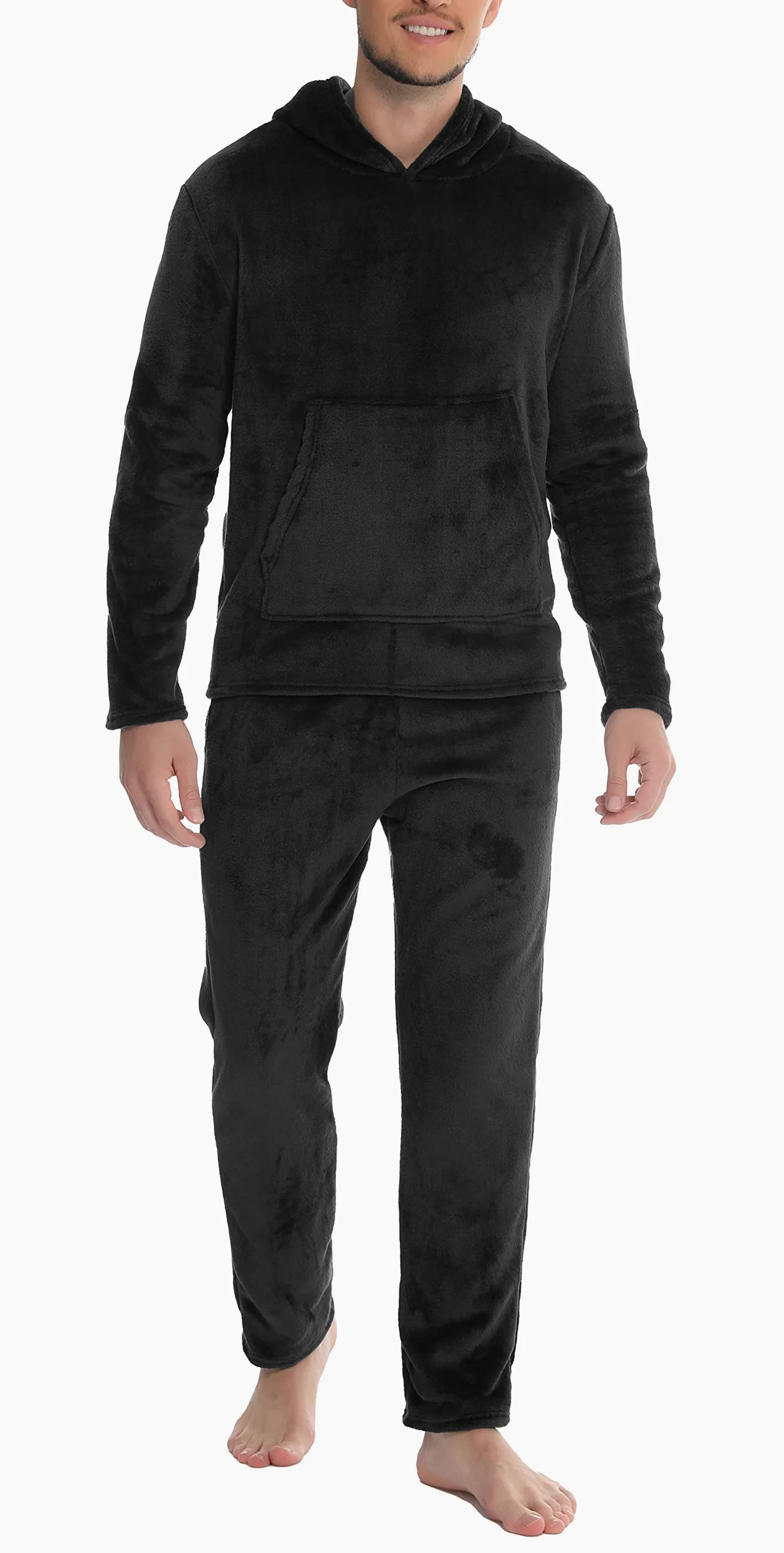 Vlazom Pijama Hombre Invierno Polar Pijamas para Hombre de Franela con Capucha S-XXL