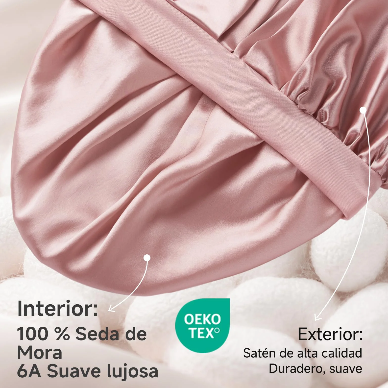 Umisleep Gorro de Seda para Dormir 100% Seda de Morera 6A 22 Momme Doble Capa Antideslizante Ajustable