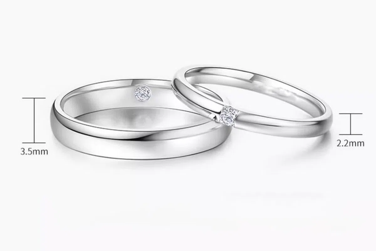 Anillo de compromiso de oro 375, anillo Promise para hombre con diamante blanco de 0,02 quilates, plata de ley de 9 quilates, oro blanco de 9 quilates, talla 52 (16,6)