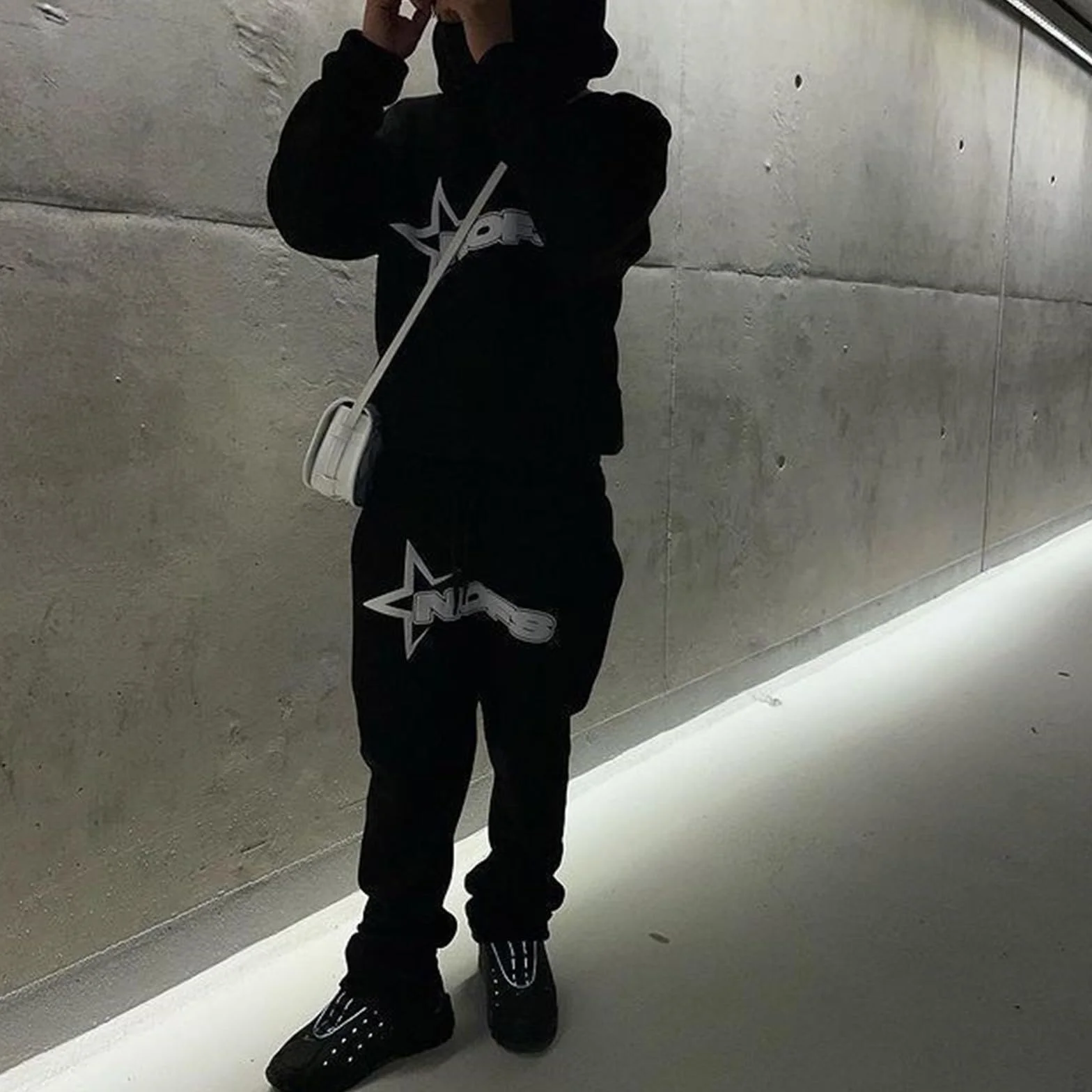 Generisch NOFS Track Suit Chándal para hombre, pantalones de chándal para hombre, pantalones de chándal para mujer, estampado de letras, sudaderas sueltas y pantalones de chándal Y2k Hip Hop