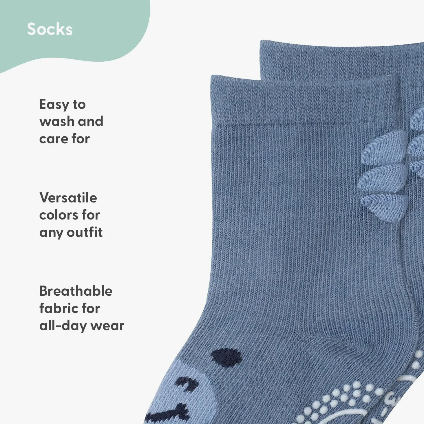 The Peanutshell Calcetines orgánicos para bebés de 3 a 12, 12 a 24 meses, agarre antideslizante, 100 % algodón, color azul, gris, Multicolor, 0-3 Months