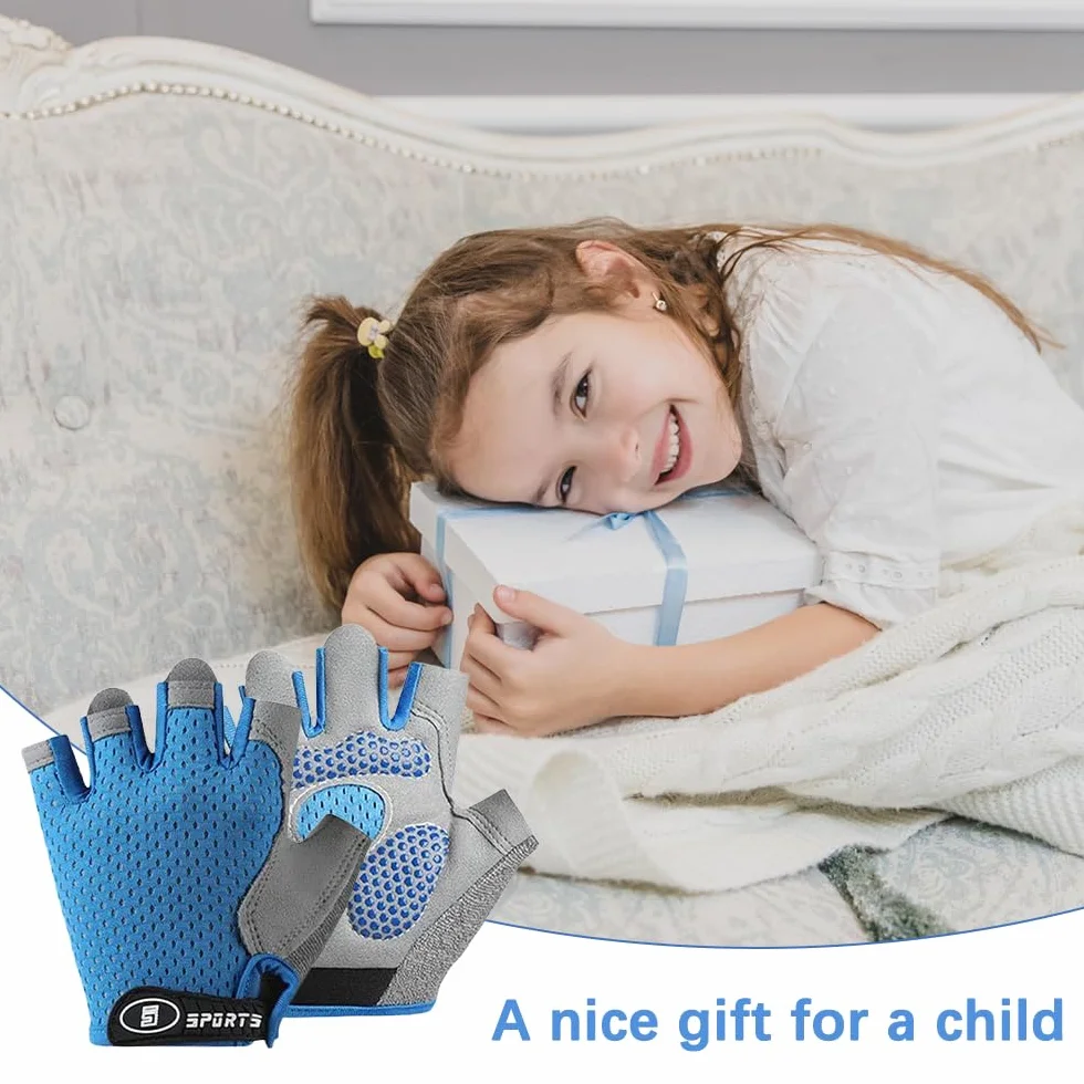 Guantes Bici Niño, Guantes Ciclismo Medio Dedo para Niños de 9 a 13 Años, Antideslizantes, Porosità, Adecuado para Ciclismo, Escalada, Patinaje sobre Hielo(Gris)