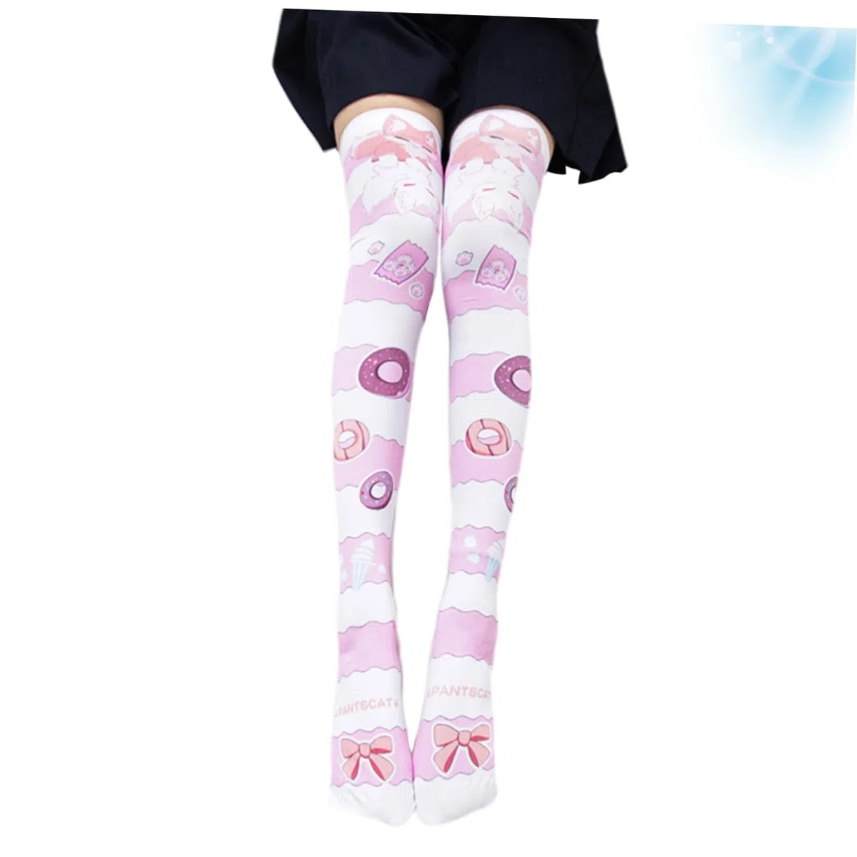 SHERCHPRY 2 pares de calcetines por encima de la rodilla hasta el muslo, transpirables, calcetines de ciclismo casuales de terciopelo para niñas