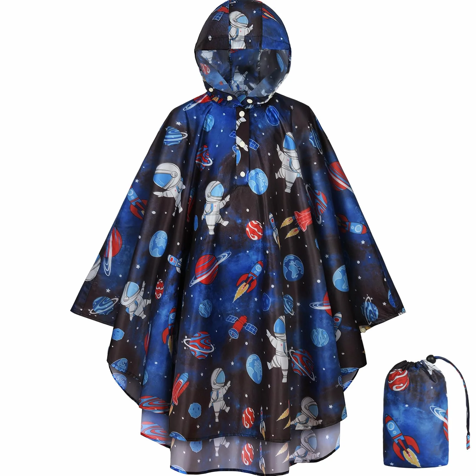 Poncho Impermeable Niños con Capucha y Botones para Escuela Senderismo Ciclismo