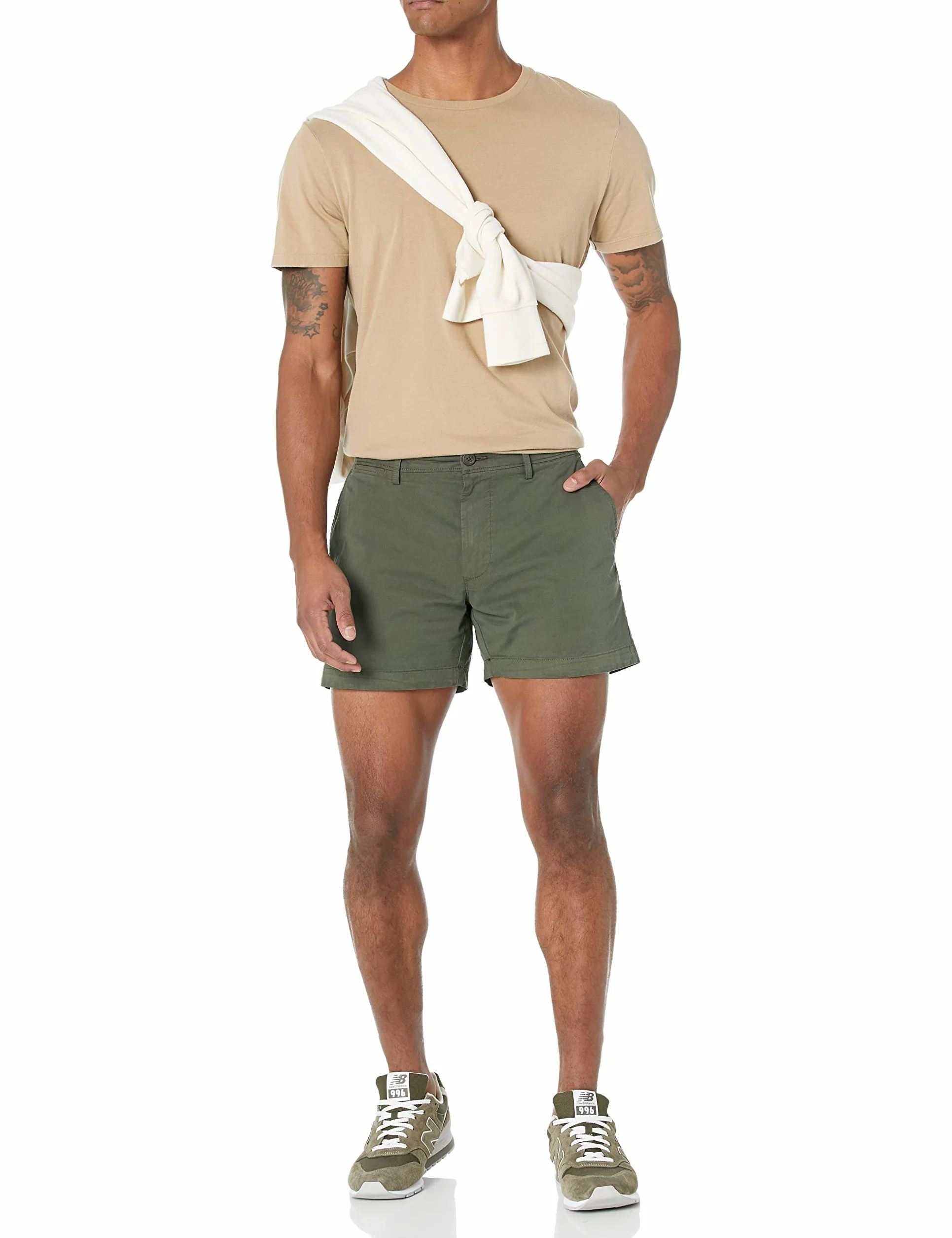 Amazon Essentials Hombre Pantalones Cortos Chinos Elásticos y Cómodos con Frente Plano y Corte Ajustado de 13cm